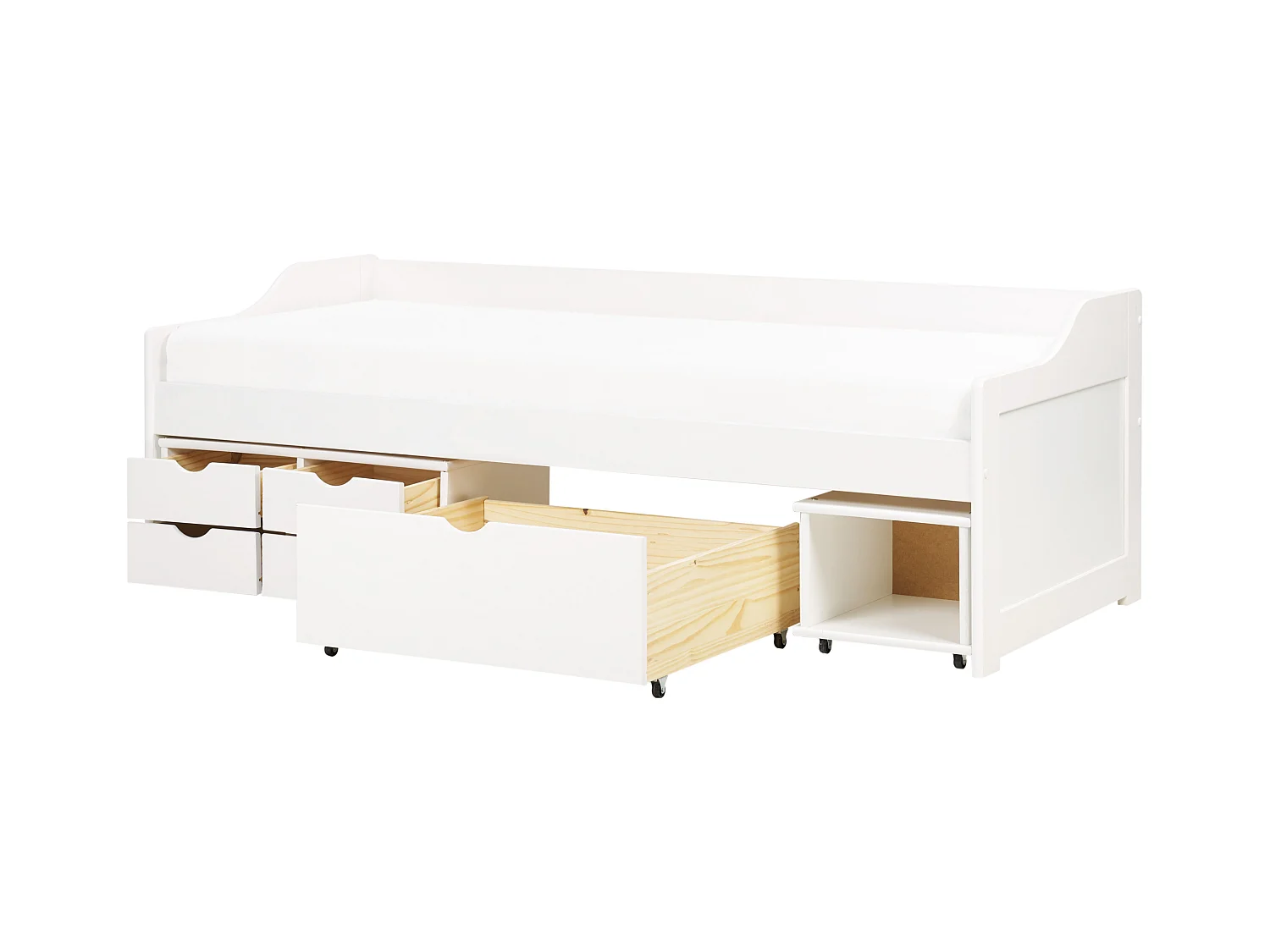 Cama con almacenaje Madera de pino ROYVILLE 90 x 200 cm Blanco