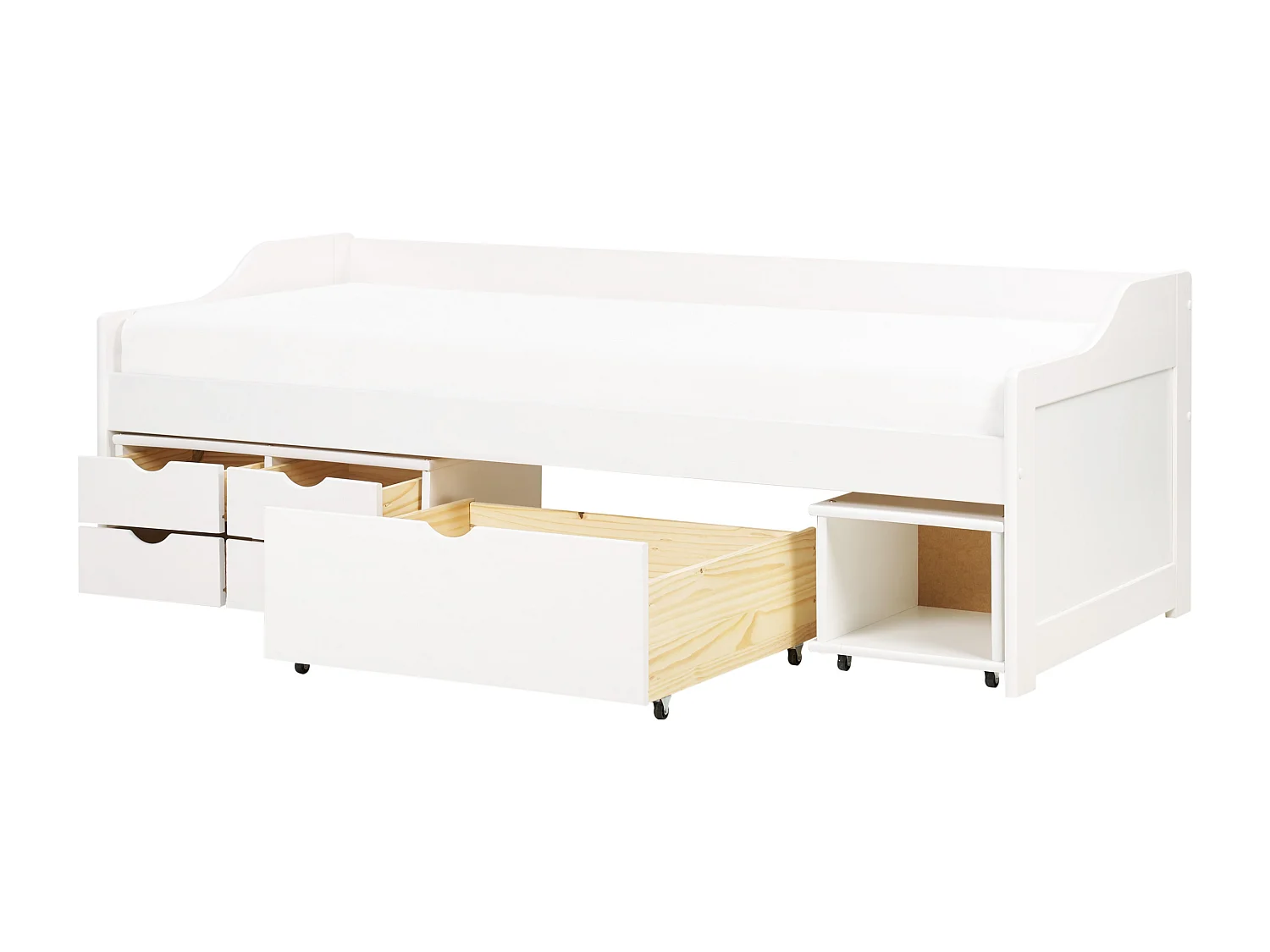 Łóżko dzienne z szufladami Drewno sosnowe ROYVILLE 90 x 200 cm Biały