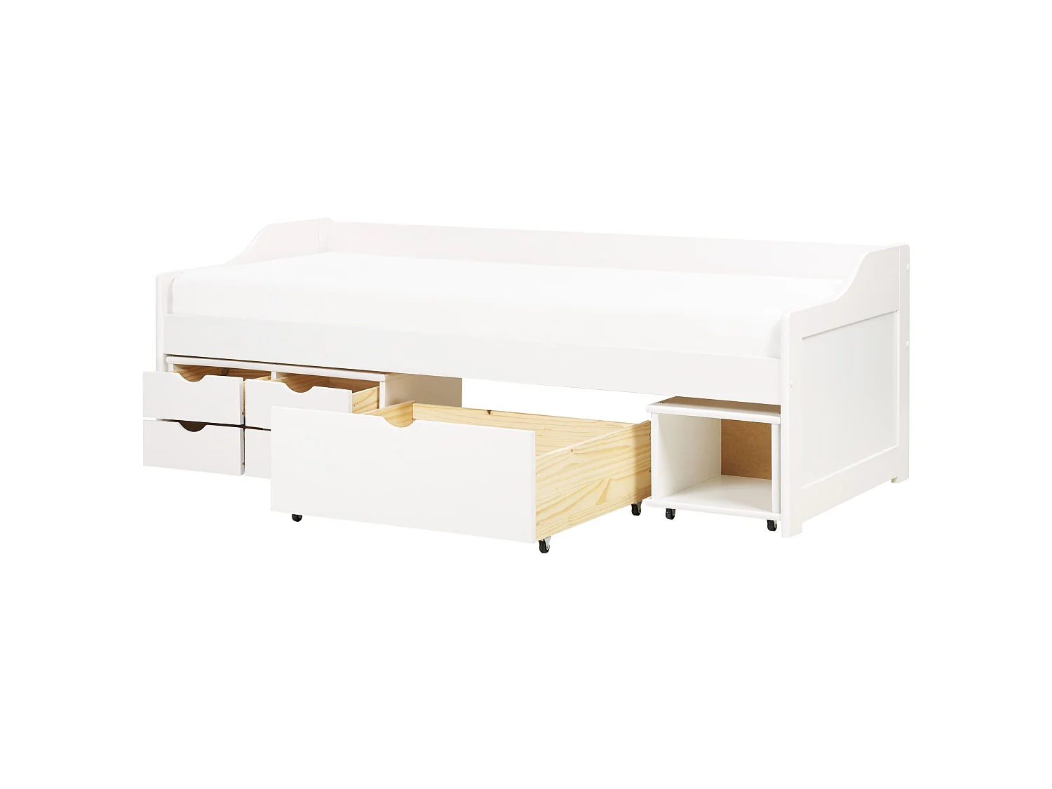 Lit de jour avec rangement Bois de pin ROYVILLE 90 x 200 cm Blanc