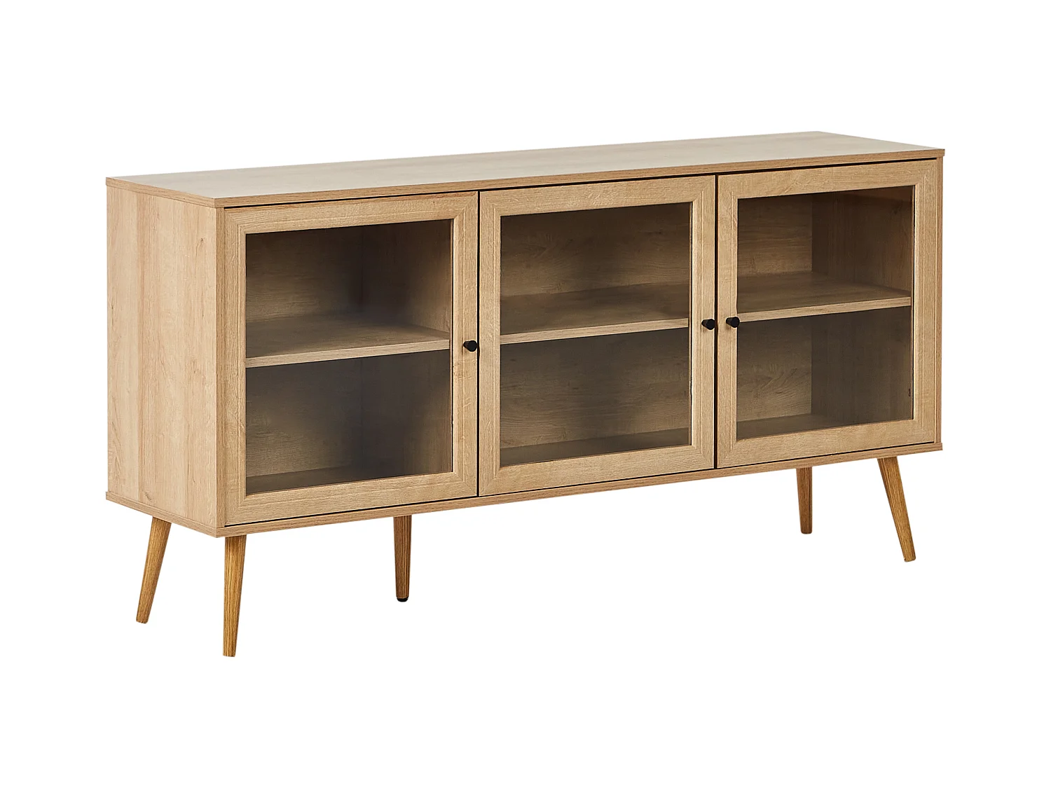Buffet avec vitrine en verre ALBANY 150 cm Marron clair