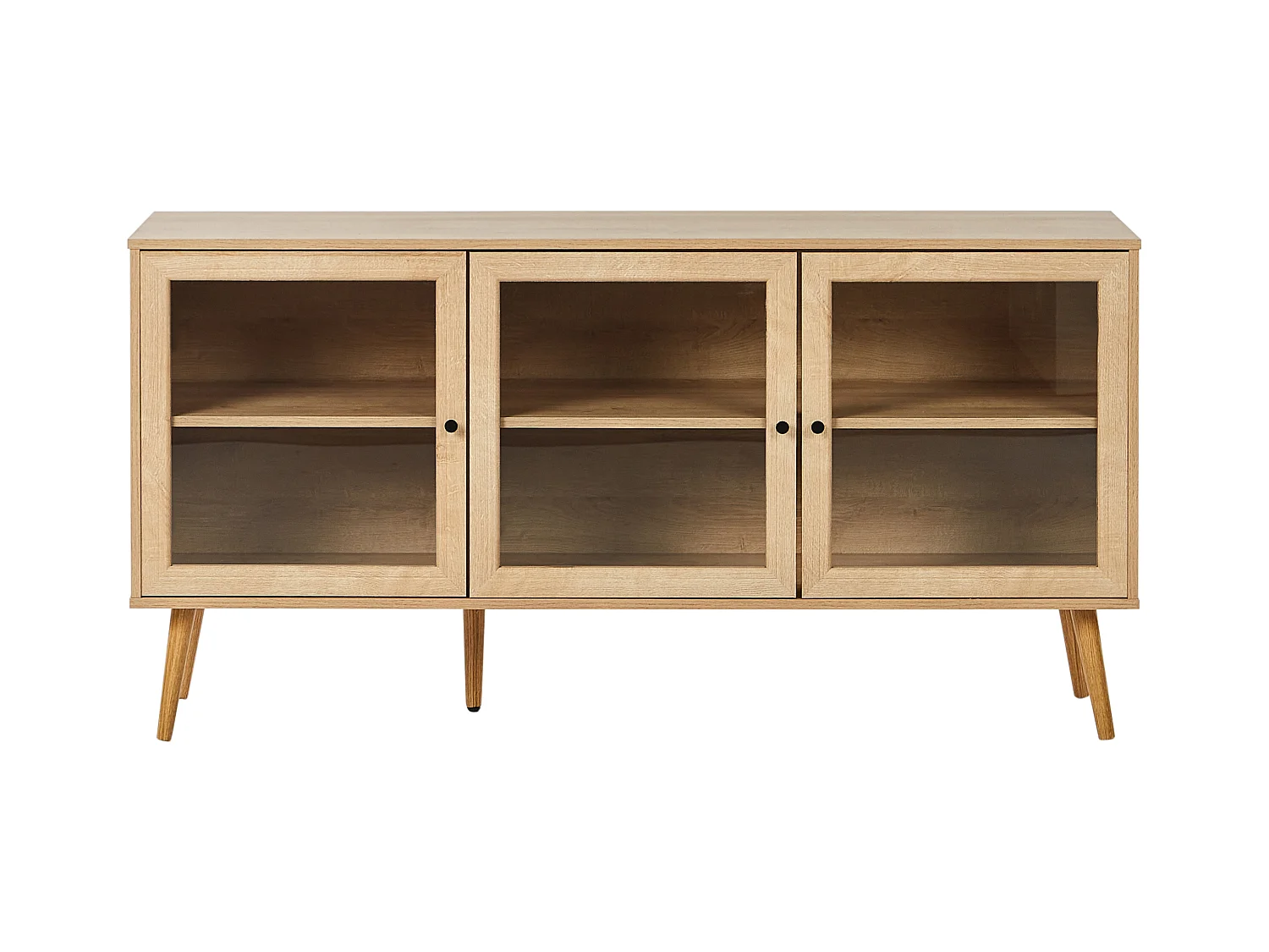 Buffet avec vitrine en verre ALBANY 150 cm Marron clair