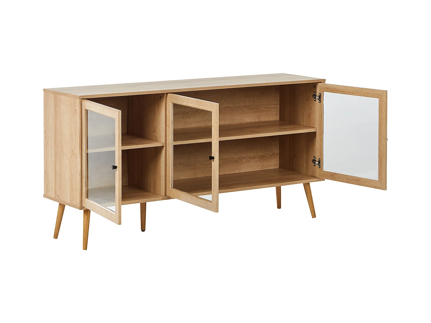 Buffet avec vitrine en verre ALBANY 150 cm Marron clair