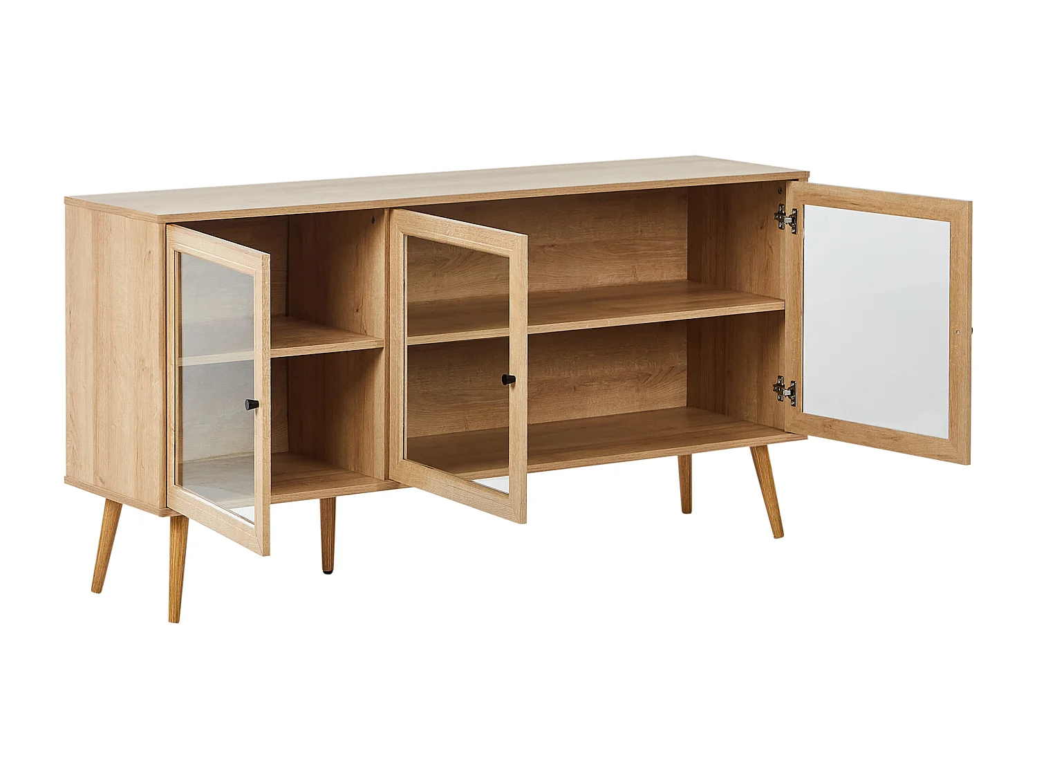 Buffet avec vitrine en verre ALBANY 150 cm Marron clair