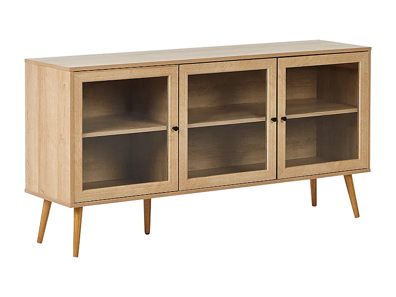 Buffet avec vitrine en verre ALBANY 150 cm Marron clair