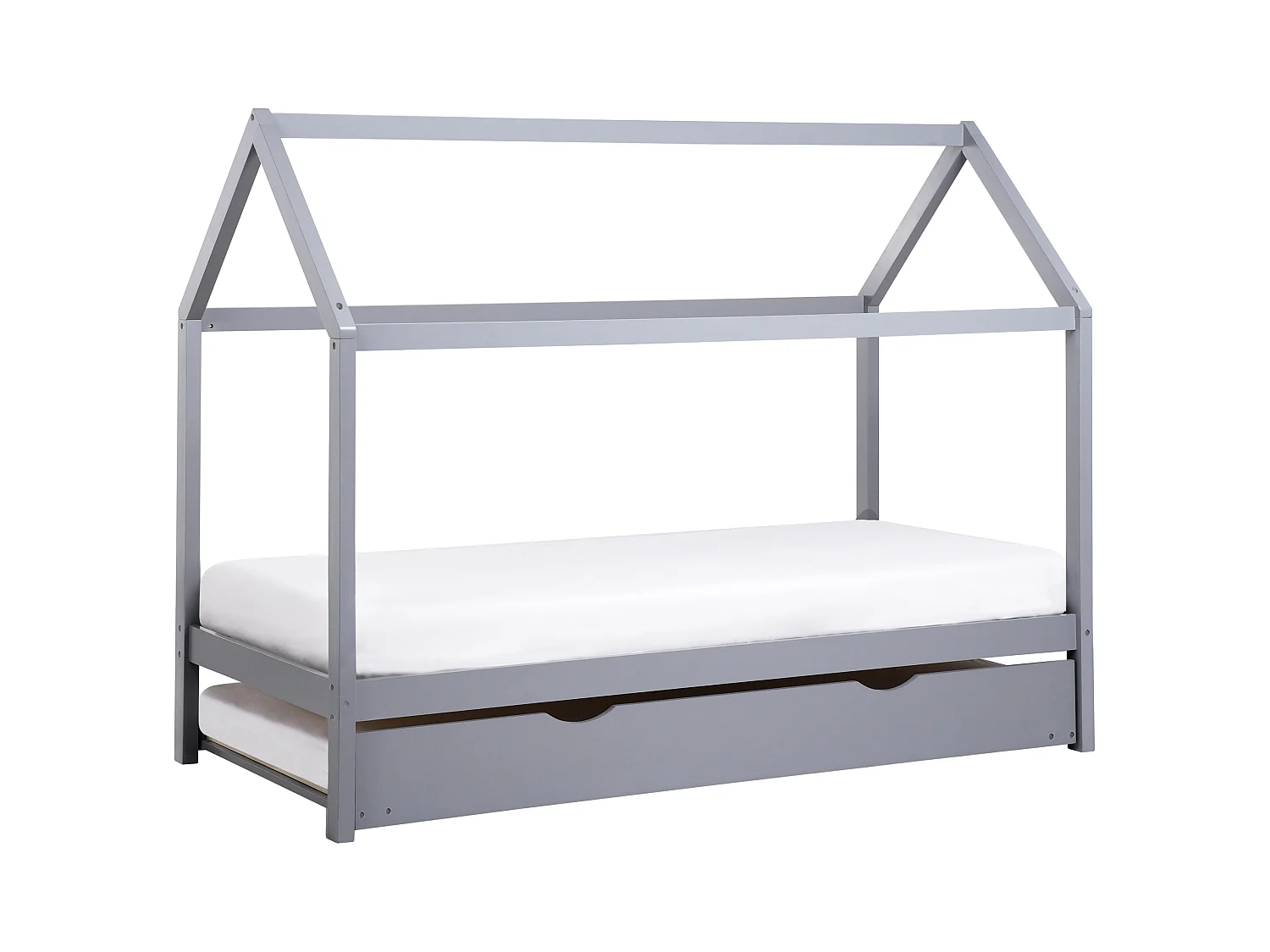 Kinderbett mit Ausziehbett Kiefernholz CRILLON 90 x 200 cm Grau