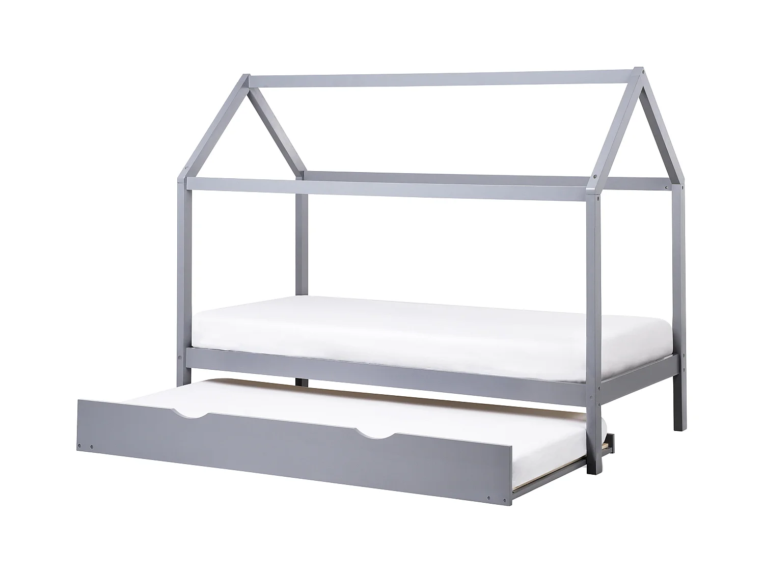 Kinderbett mit Ausziehbett Kiefernholz CRILLON 90 x 200 cm Grau