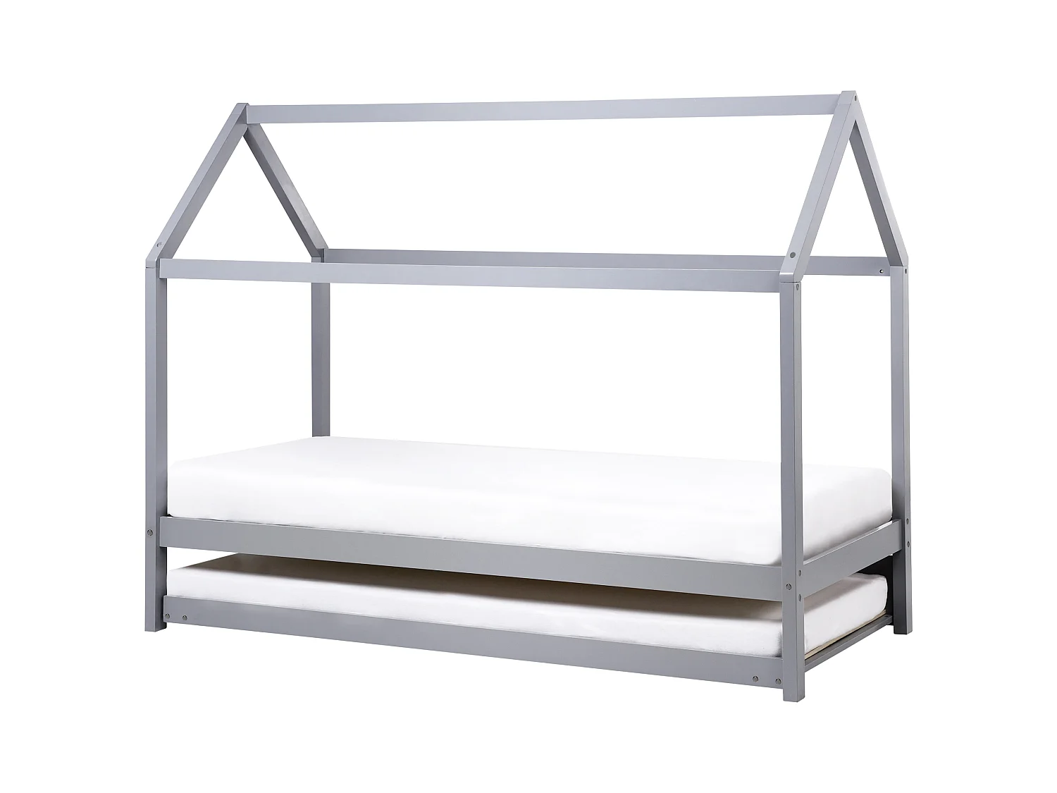 Kinderbett mit Ausziehbett Kiefernholz CRILLON 90 x 200 cm Grau