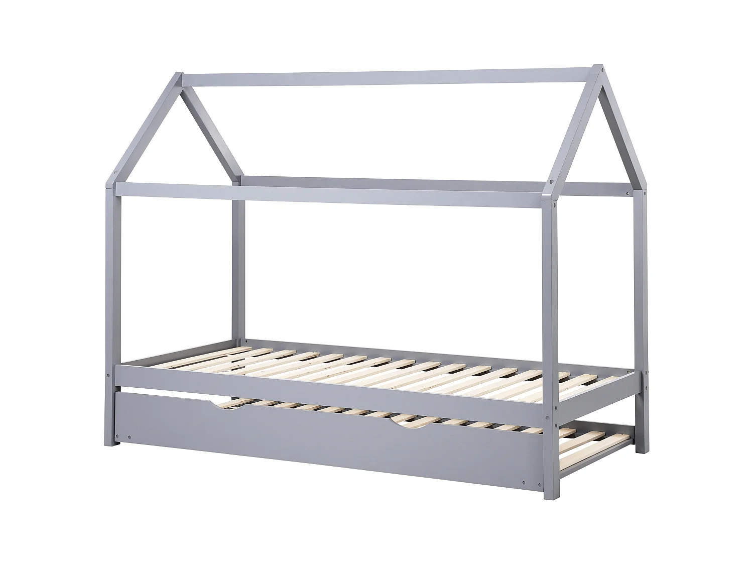 Kinderbett mit Ausziehbett Kiefernholz CRILLON 90 x 200 cm Grau