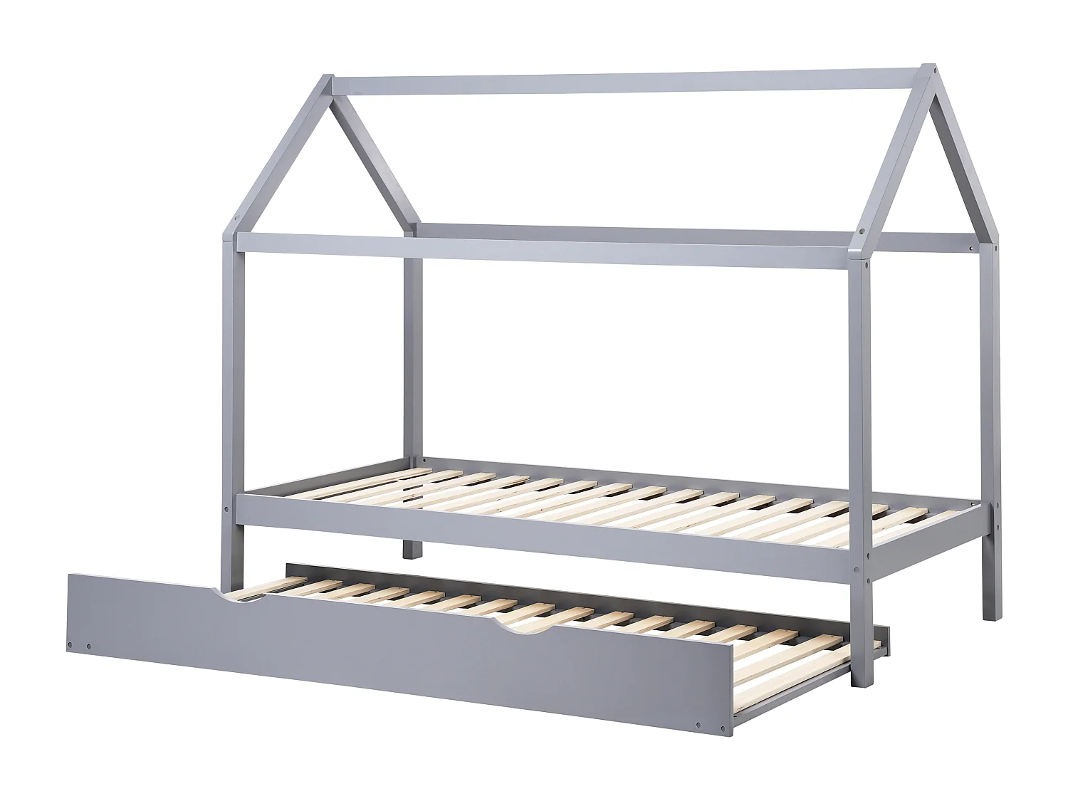 Lit gigogne enfant Bois de pin CRILLON 90 x 200 cm Gris