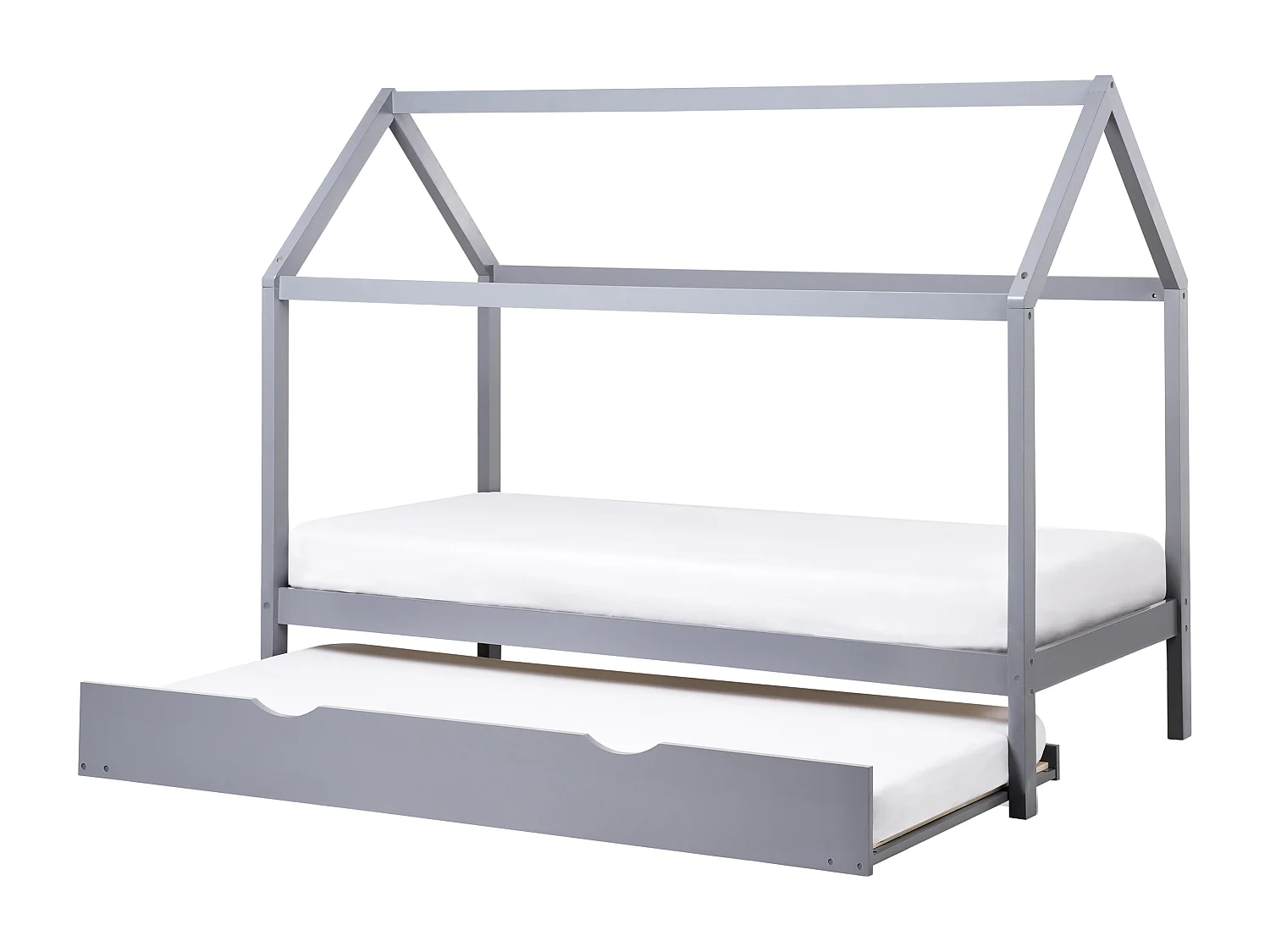 Łóżko dziecięce wysuwane Drewno sosnowe CRILLON 90 x 200 cm Szary