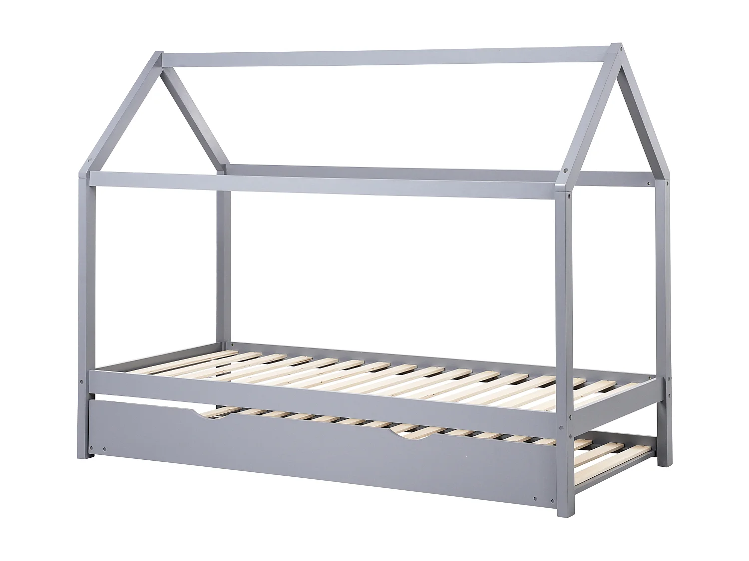 Łóżko dziecięce wysuwane Drewno sosnowe CRILLON 90 x 200 cm Szary