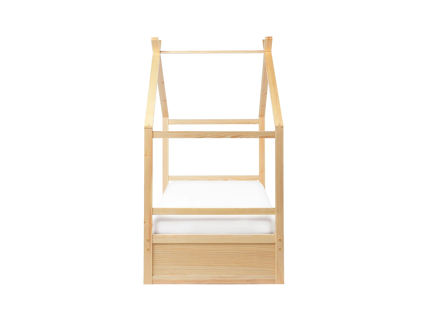 Kinder-Hausbett mit Stauraum Kiefernholz hellbraun Lattenrost 90 x 200 cm ORGEVAL