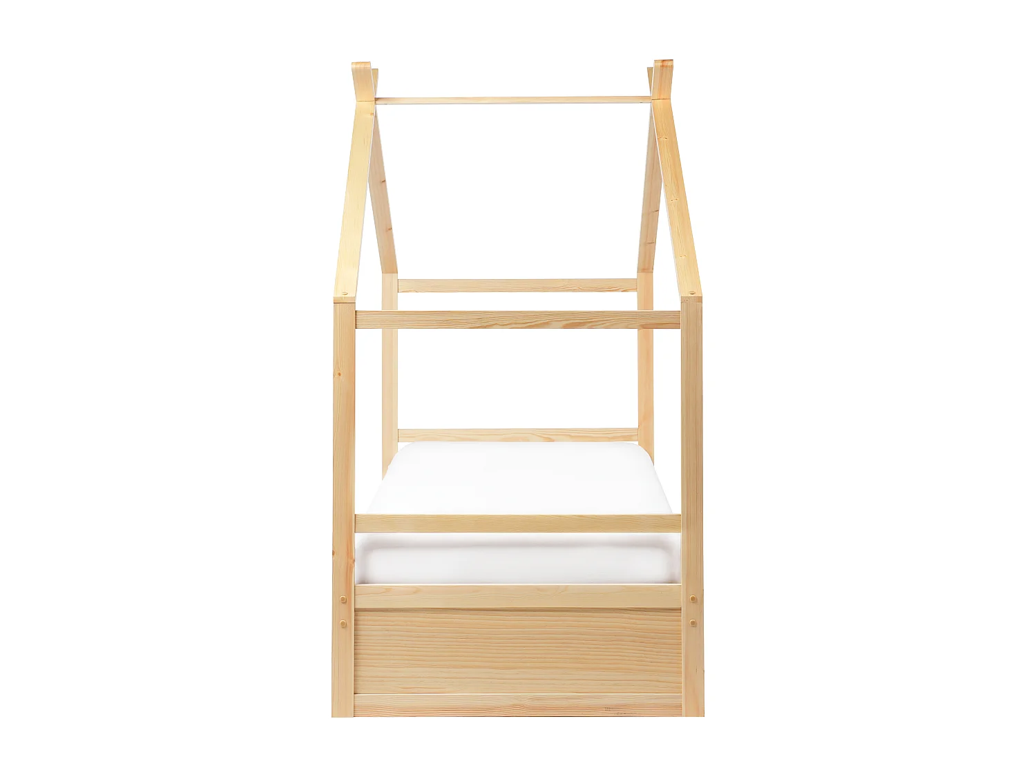 Kinder-Hausbett mit Stauraum Kiefernholz hellbraun Lattenrost 90 x 200 cm ORGEVAL