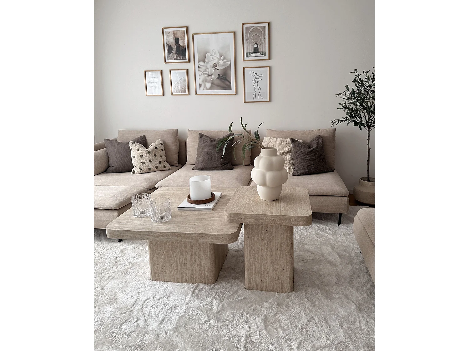 Table d'appoint DUSON Effet travertin