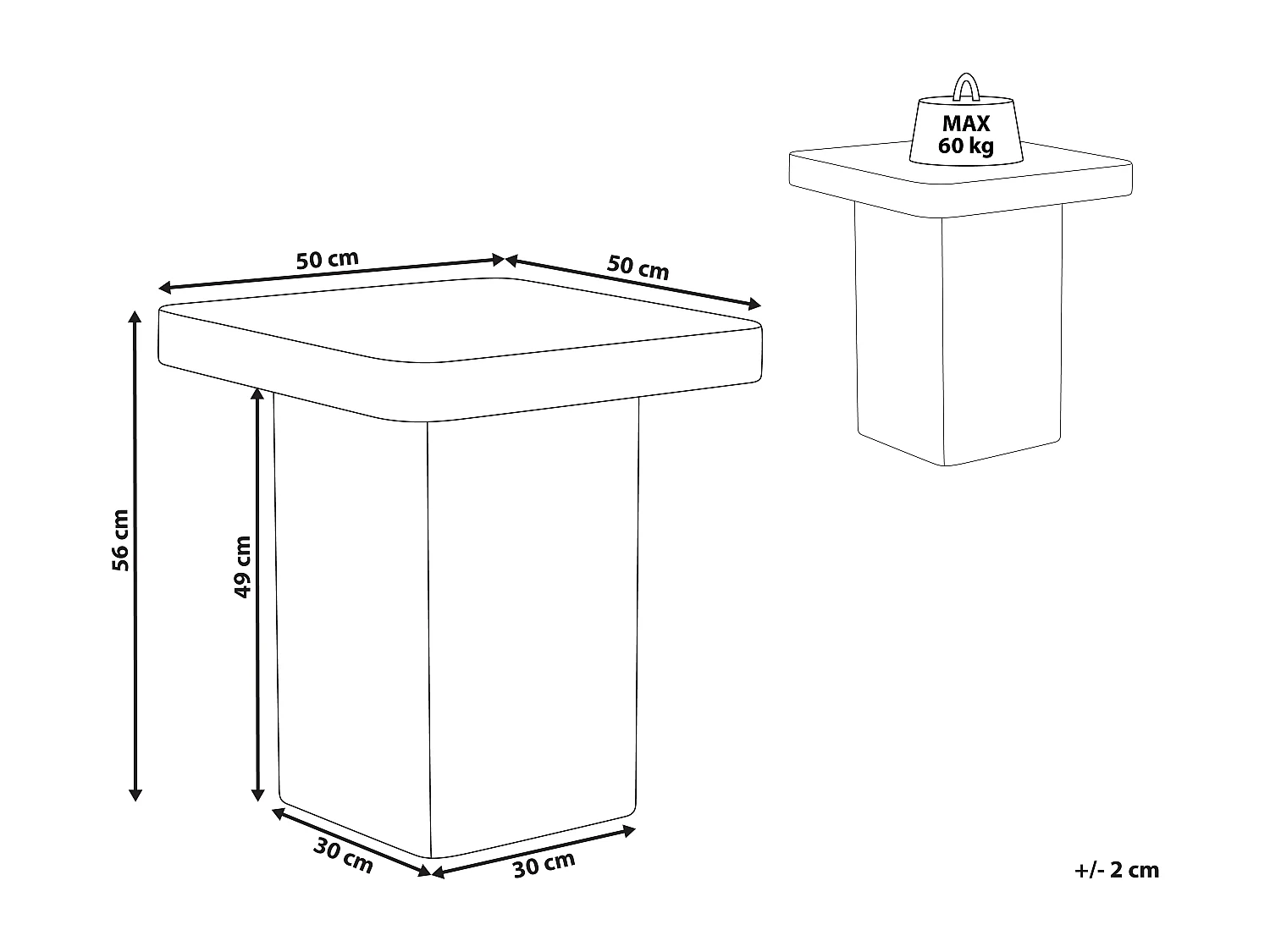 Beistelltisch MDF-Platte Travertinoptik Modernes Design Beige 50 x 50 cm Duson