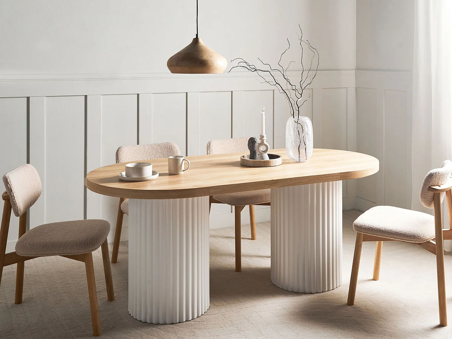 Table de repas SHERIDAN Marron clair/blanc 180 cm 90 cm