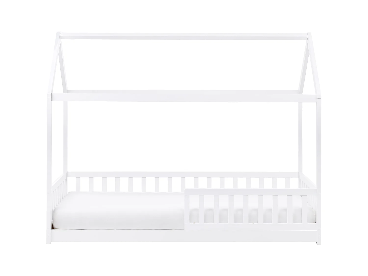 Kinder-Hausbett Kiefernholz weiss Lattenrost 90 x 200 cm COSSAYE