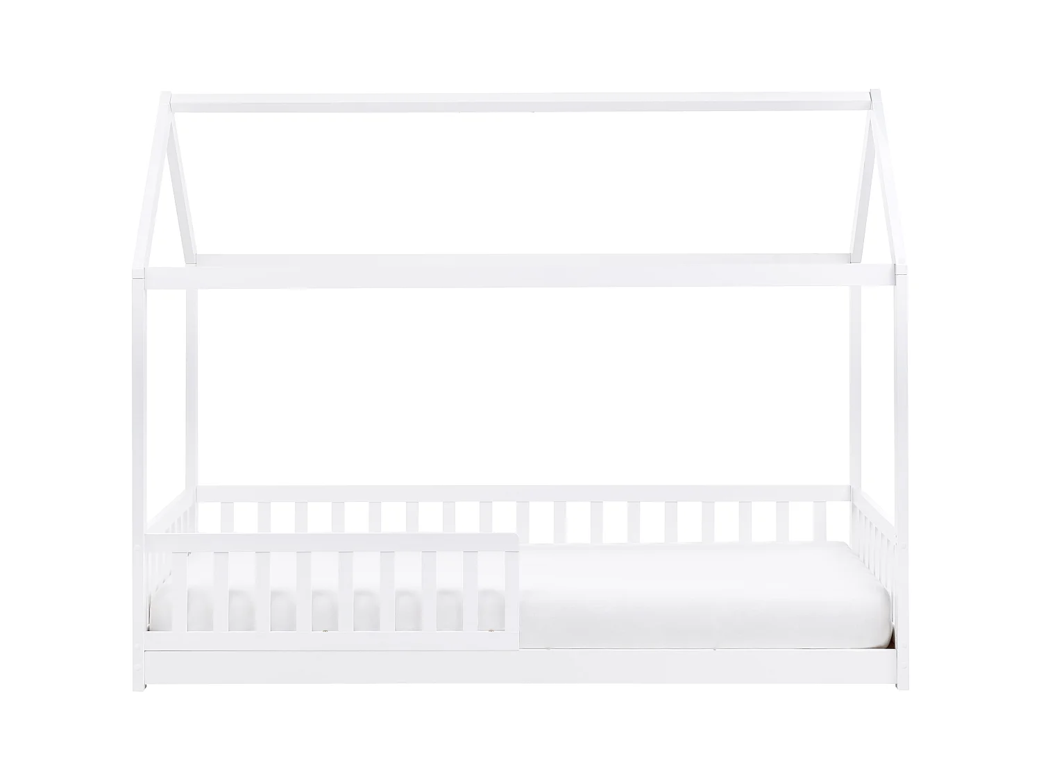 Kinder-Hausbett Kiefernholz weiss Lattenrost 90 x 200 cm COSSAYE