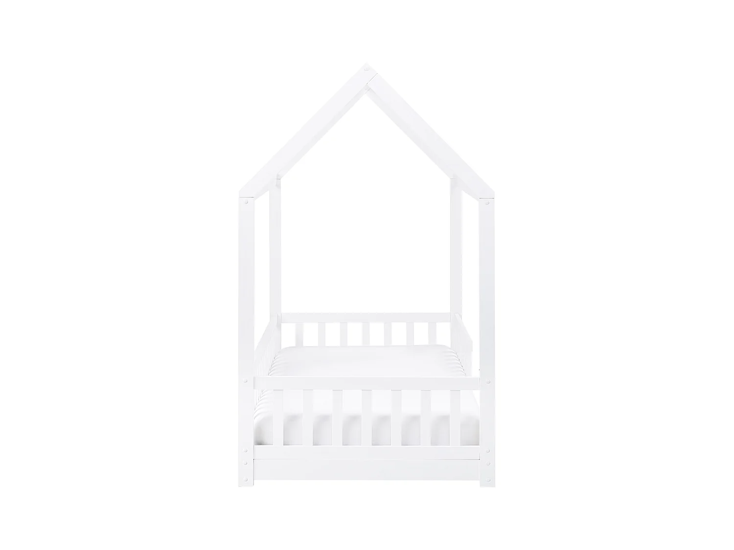 Kinder-Hausbett Kiefernholz weiss Lattenrost 90 x 200 cm COSSAYE