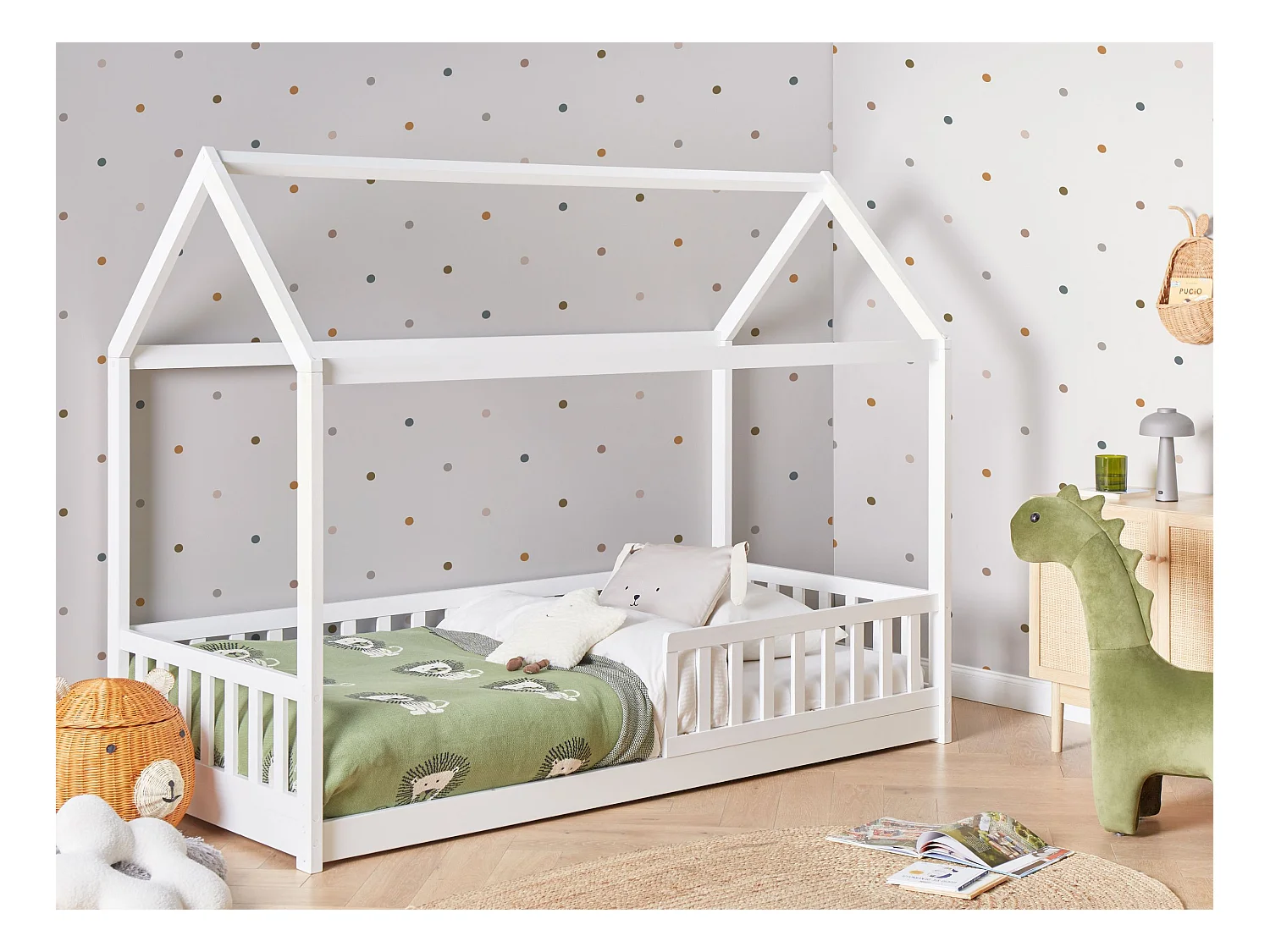 Cama con dosel de madera blanca 90 x 200 cm COSSAYE