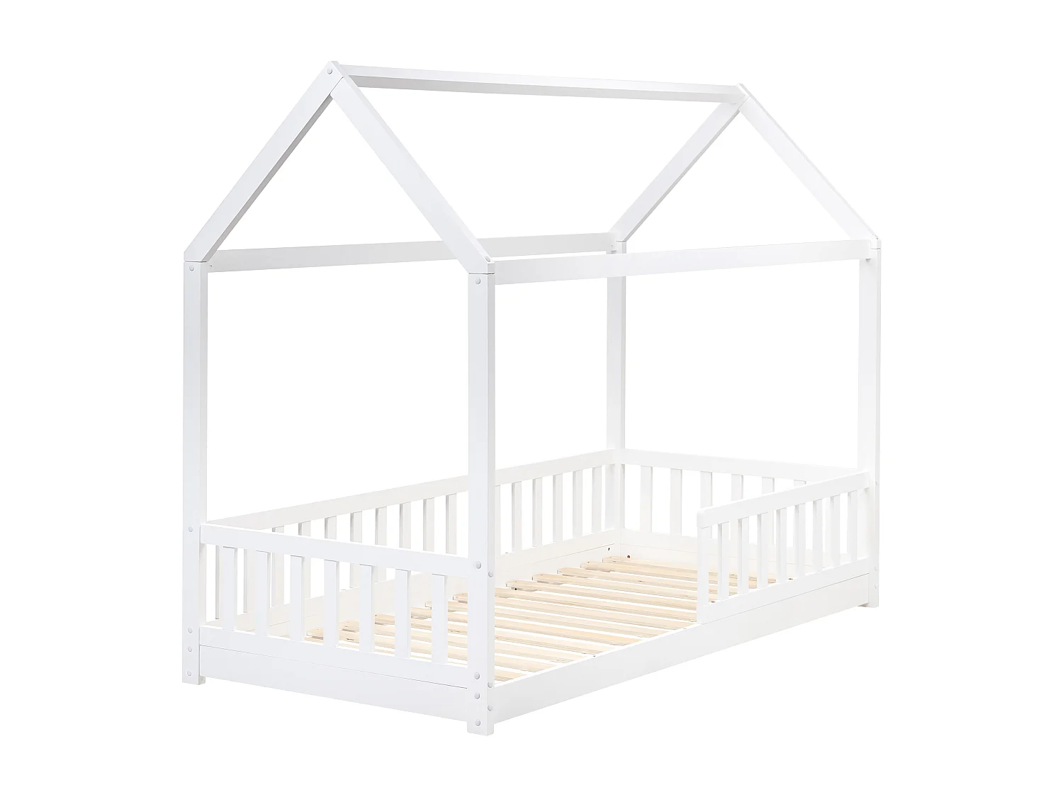 Cama con dosel de madera blanca 90 x 200 cm COSSAYE