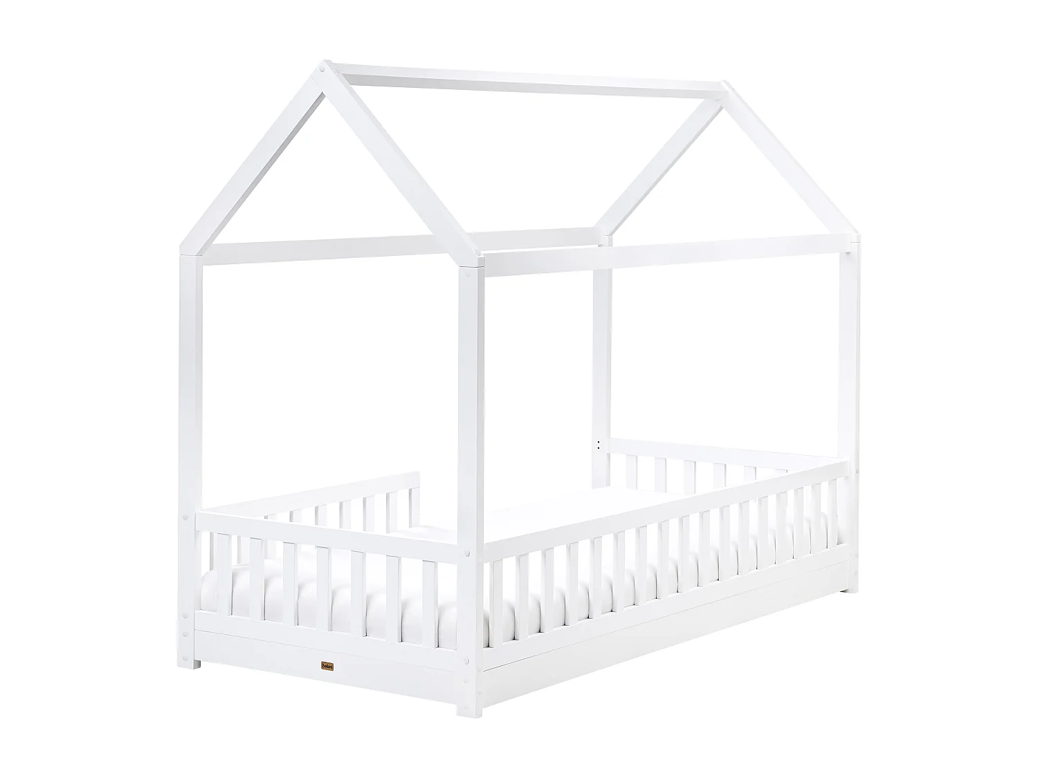 Łóżko dziecięce domek drewniane 90 x 200 cm białe COSSAYE