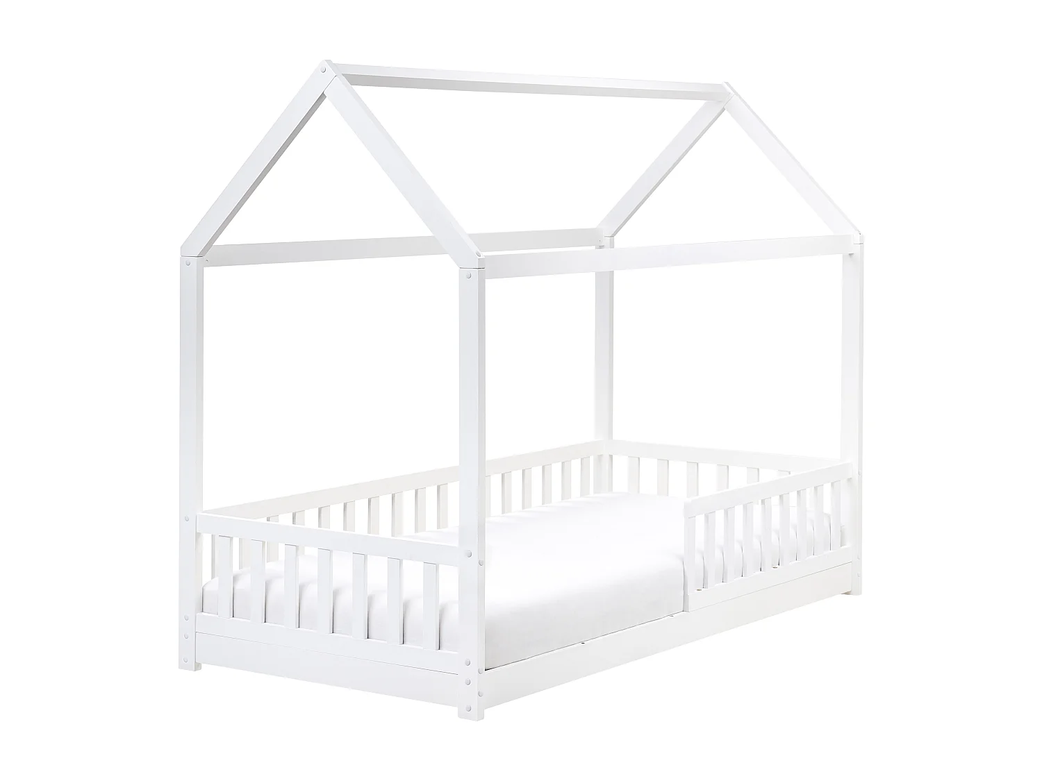Cama con dosel de madera blanca 90 x 200 cm COSSAYE