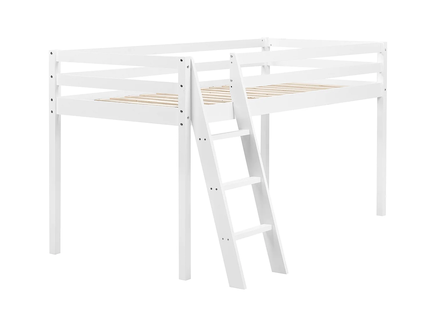 Łóżko na antresoli Drewno sosnowe ASCOUX 90 x 200 cm Biały