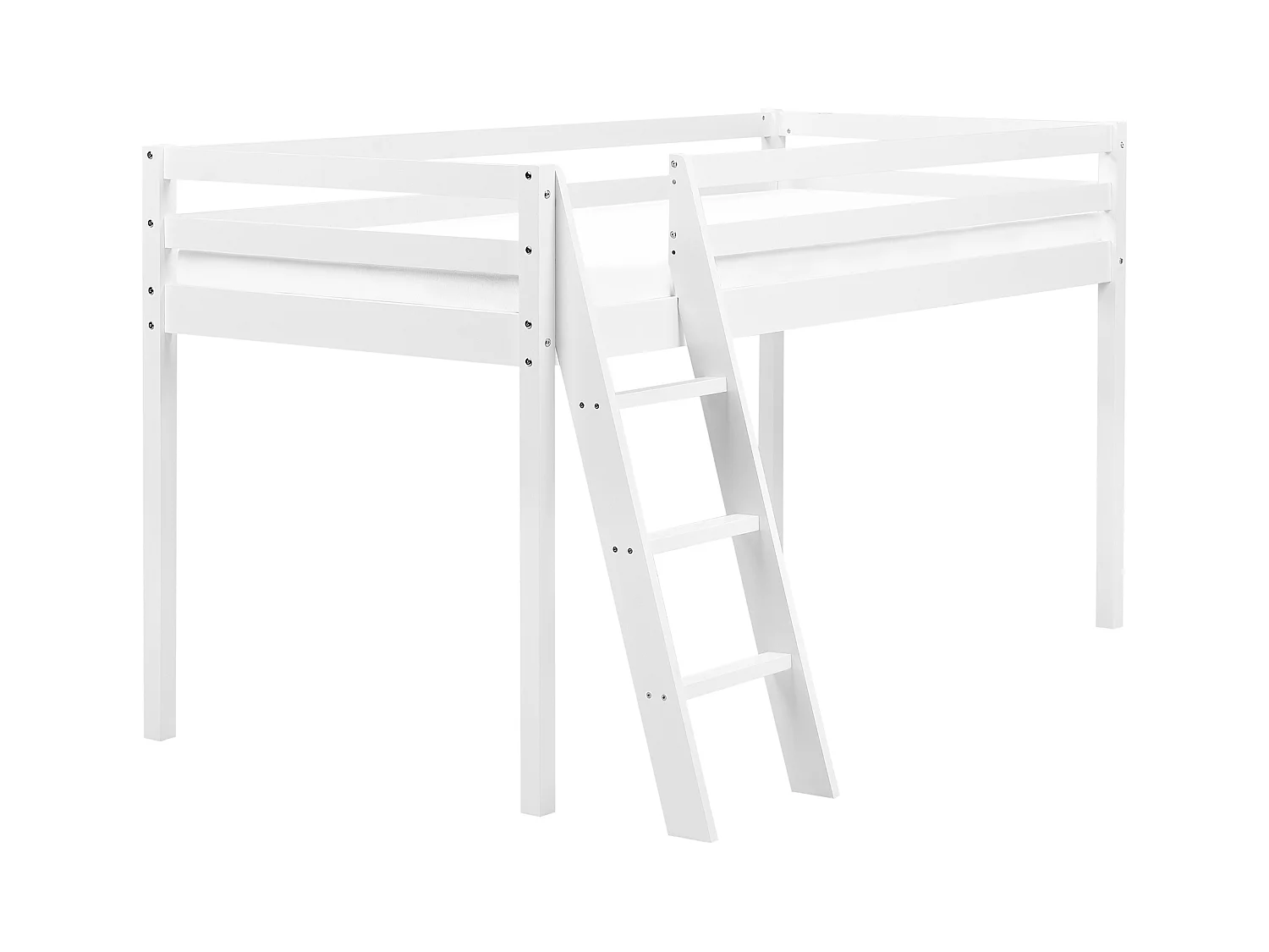 Lit à mit-hauteur Bois de pin ASCOUX 90 x 200 cm Blanc