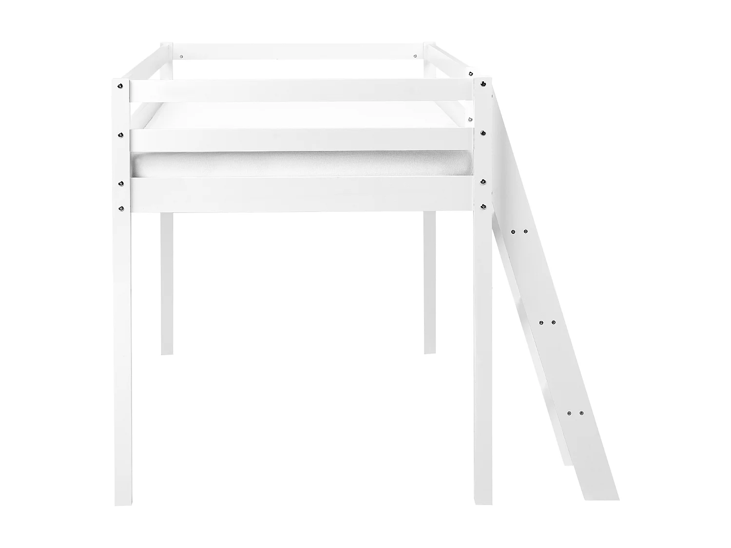 Lit à mit-hauteur Bois de pin ASCOUX 90 x 200 cm Blanc