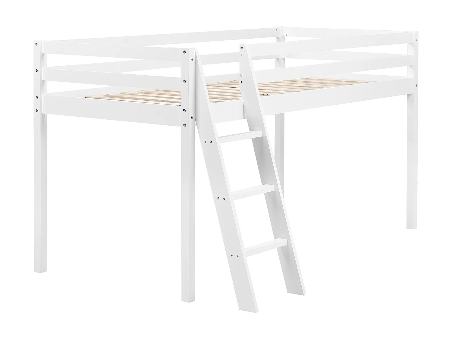 Letto a mezza altezza Legno di pino ASCOUX 90 x 200 cm Bianco