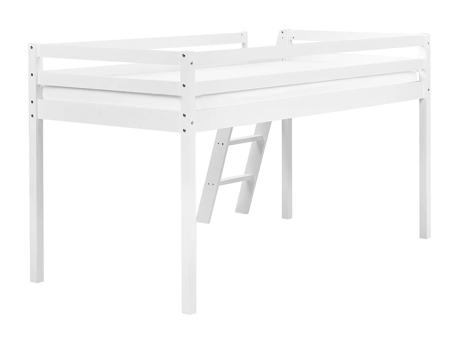 Letto a mezza altezza Legno di pino ASCOUX 90 x 200 cm Bianco