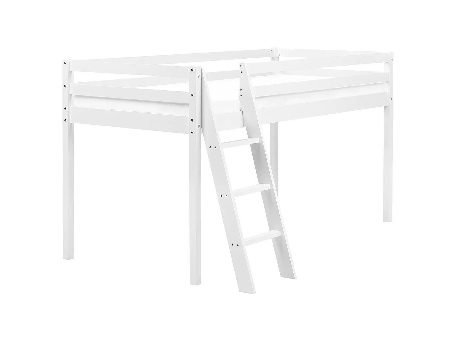 Mid Sleeper Bed Pine Wood ASCOUX 90 x 200 cm (EU Single) White