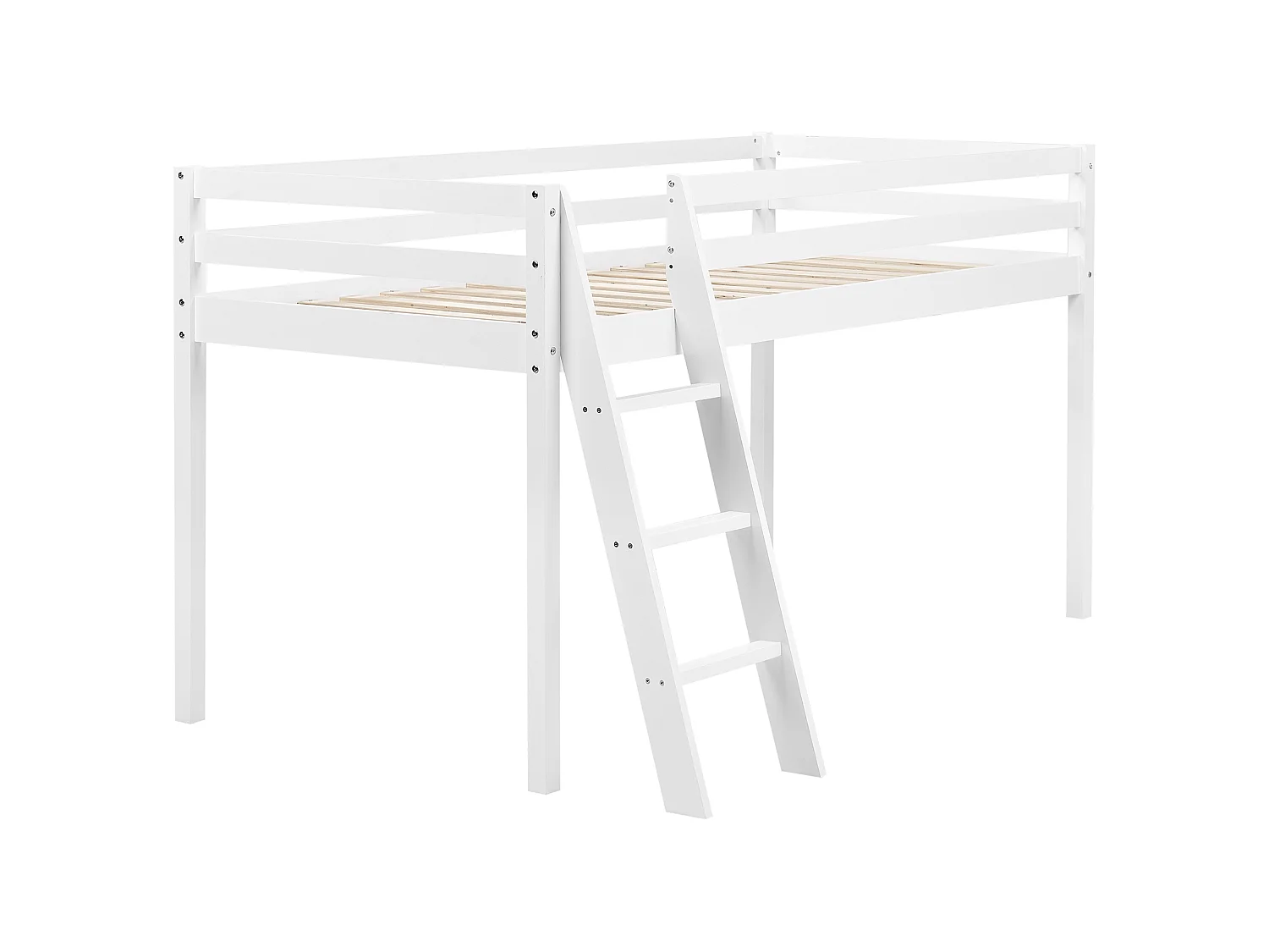 Mid Sleeper Bed Pine Wood ASCOUX 90 x 200 cm (EU Single) White