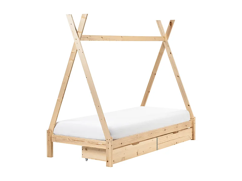 Bed met opbergruimte hout lichtbruin 90 x 200 cm DEVAY