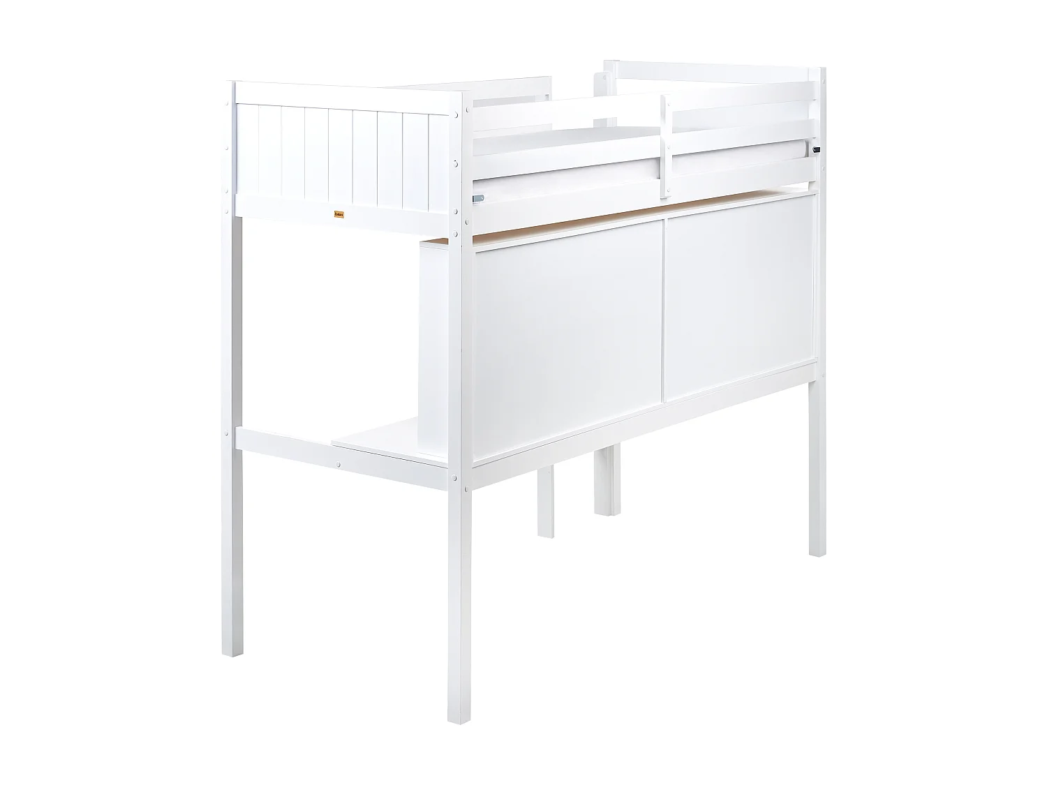 Letto matrimoniale alto con scrivania Legno di pino FOUCAMONT 90 x 200 cm Bianco