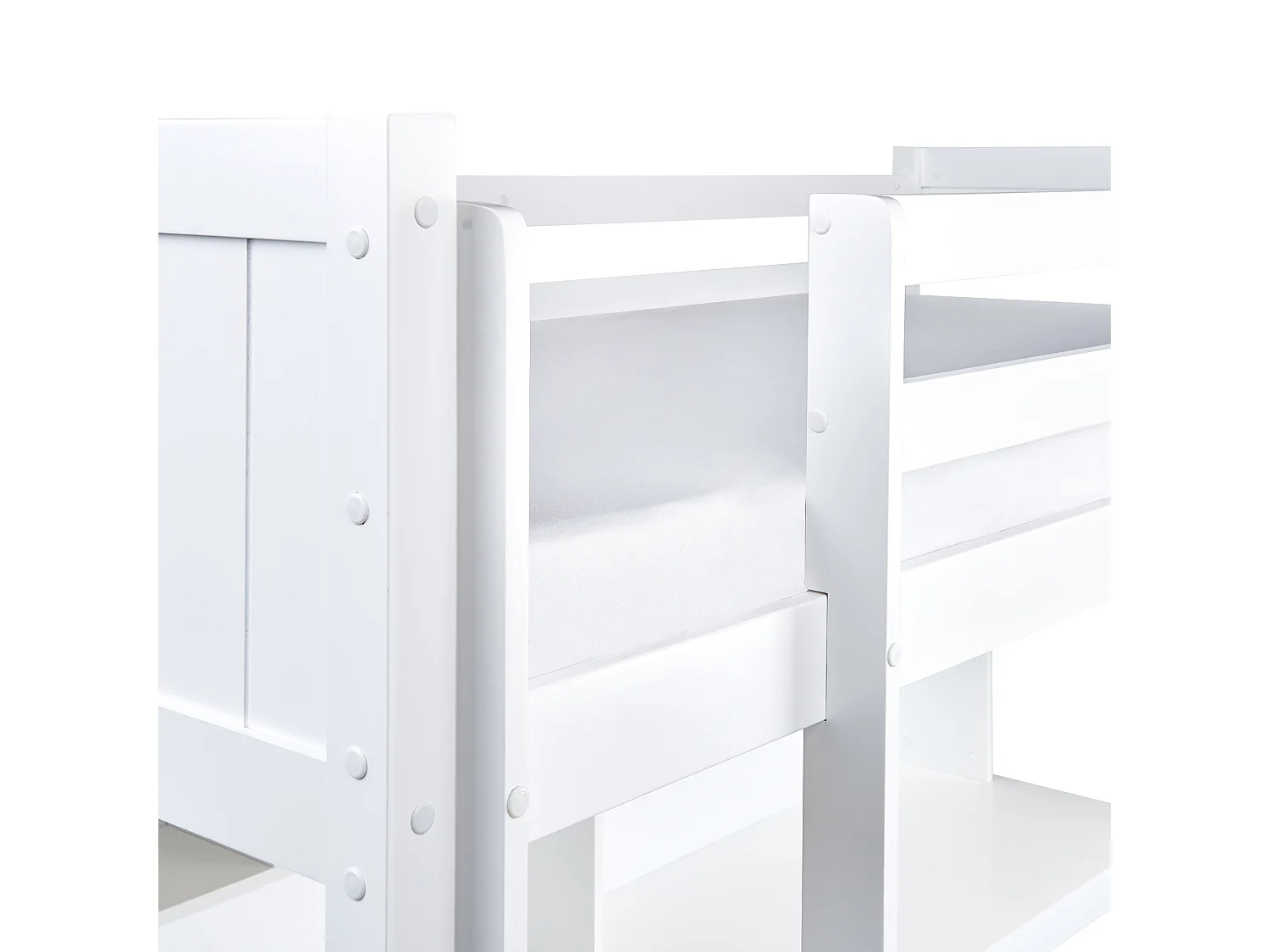 Letto matrimoniale alto con scrivania Legno di pino FOUCAMONT 90 x 200 cm Bianco