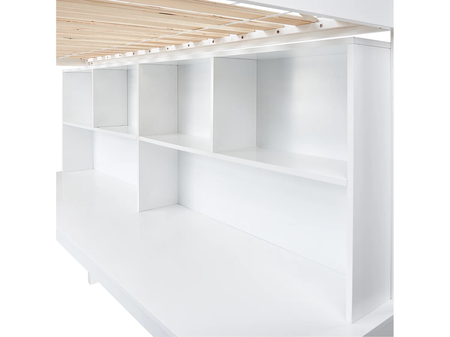 Letto matrimoniale alto con scrivania Legno di pino FOUCAMONT 90 x 200 cm Bianco