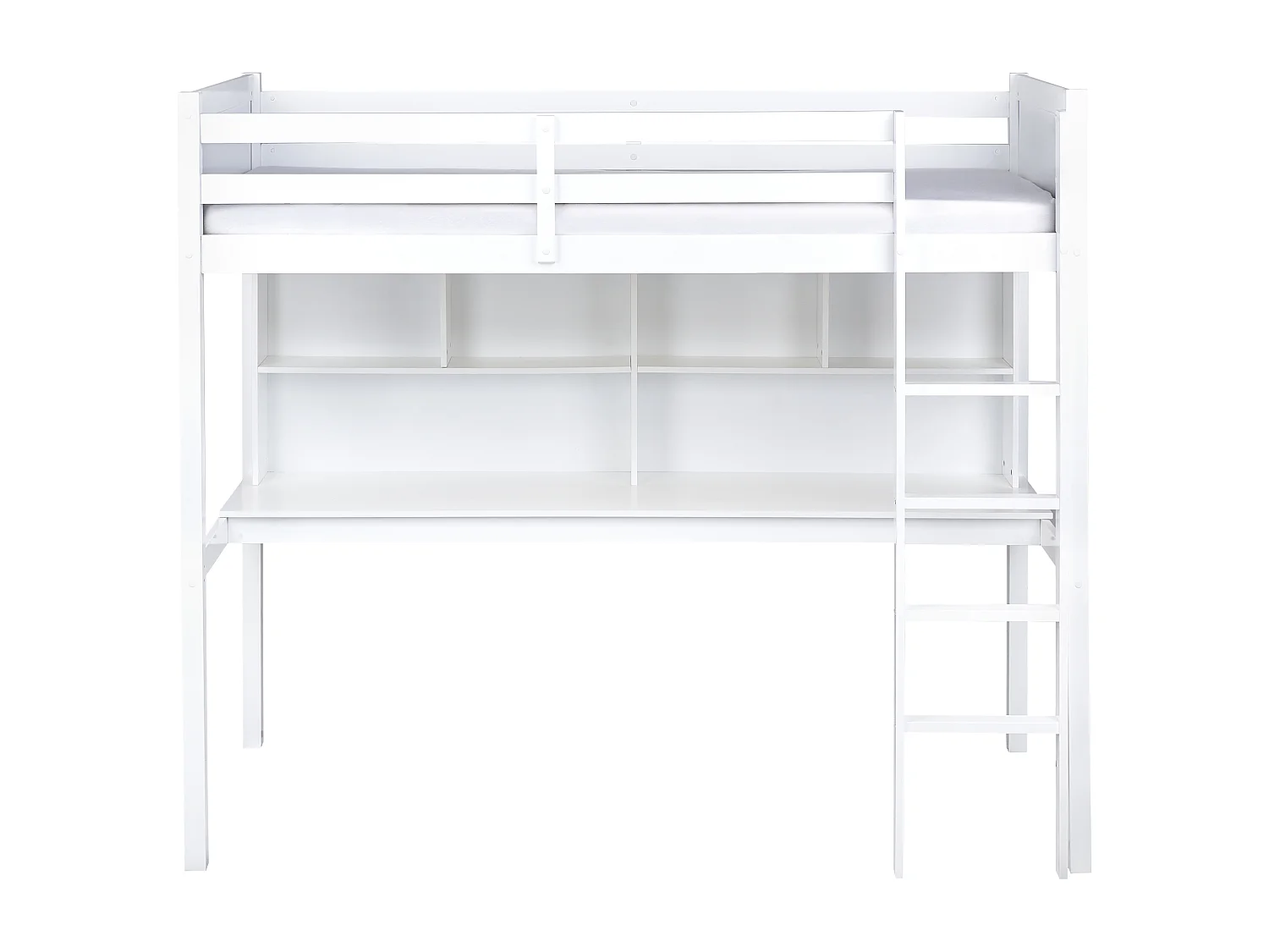 Lit superposé avec bureau Bois de pin FOUCAMONT 90 x 200 cm Blanc