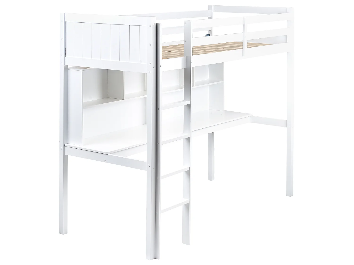 Hoogslaper met bureau Dennenhout FOUCAMONT 90 x 200 cm Wit