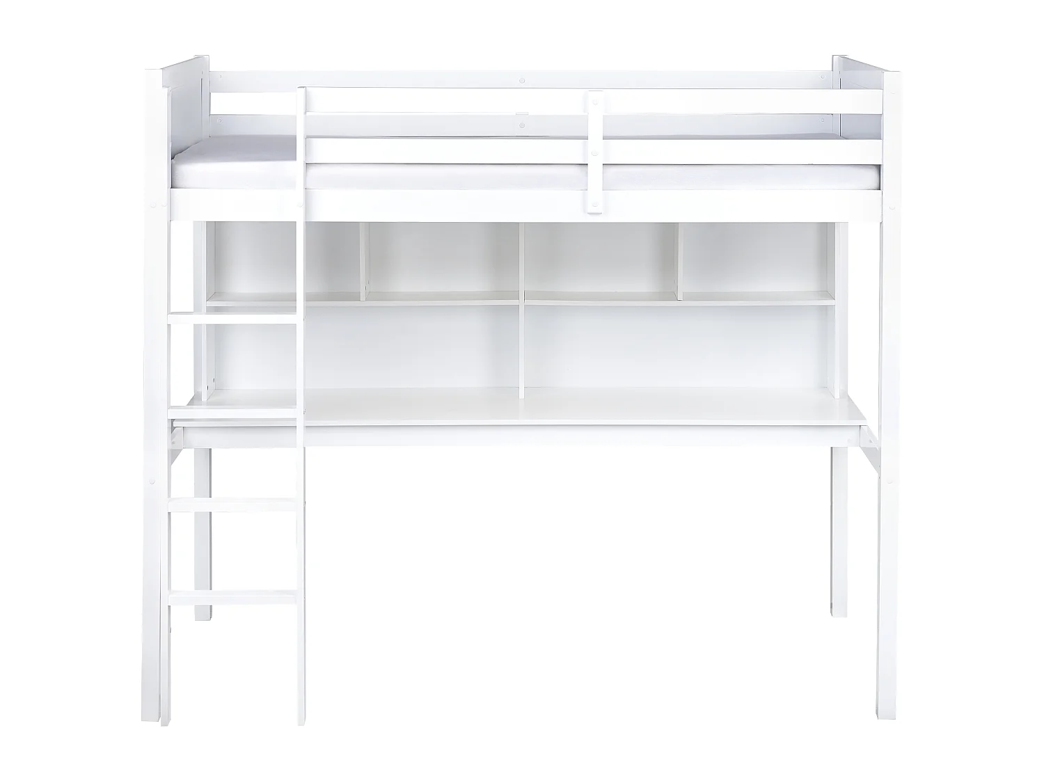 Hoogslaper met bureau Dennenhout FOUCAMONT 90 x 200 cm Wit