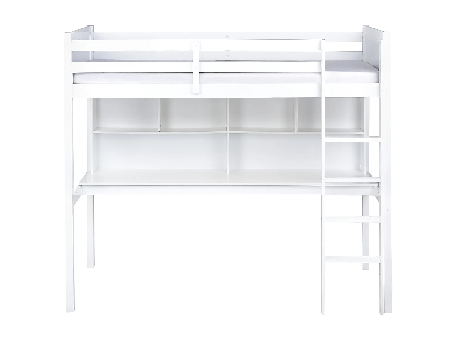 Hoogslaper met bureau Dennenhout FOUCAMONT 90 x 200 cm Wit