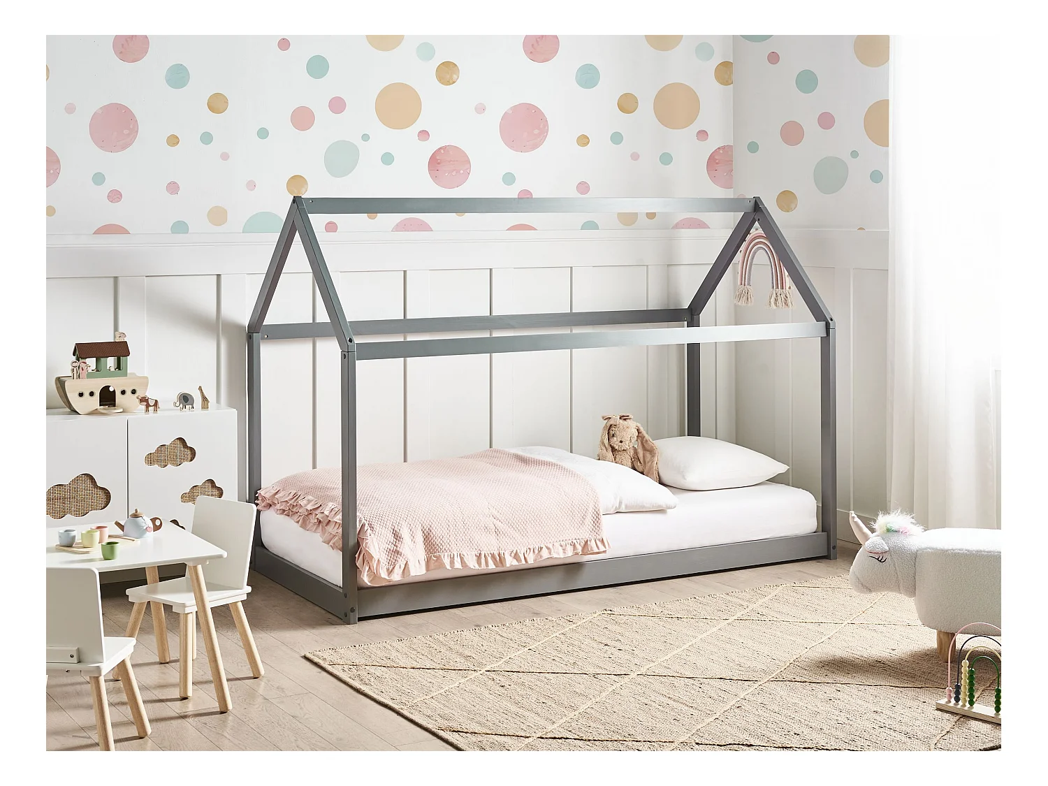 Letto per bambini legno grigio 90 x 200 cm TOSSE