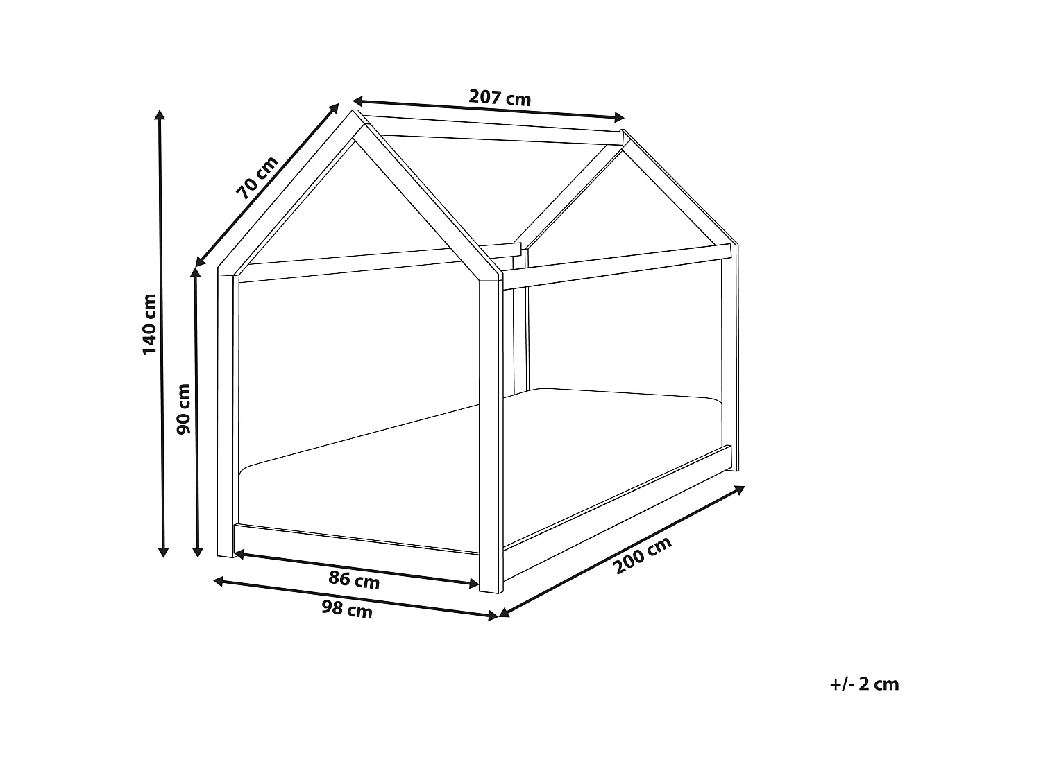 Letto per bambini legno grigio 90 x 200 cm TOSSE
