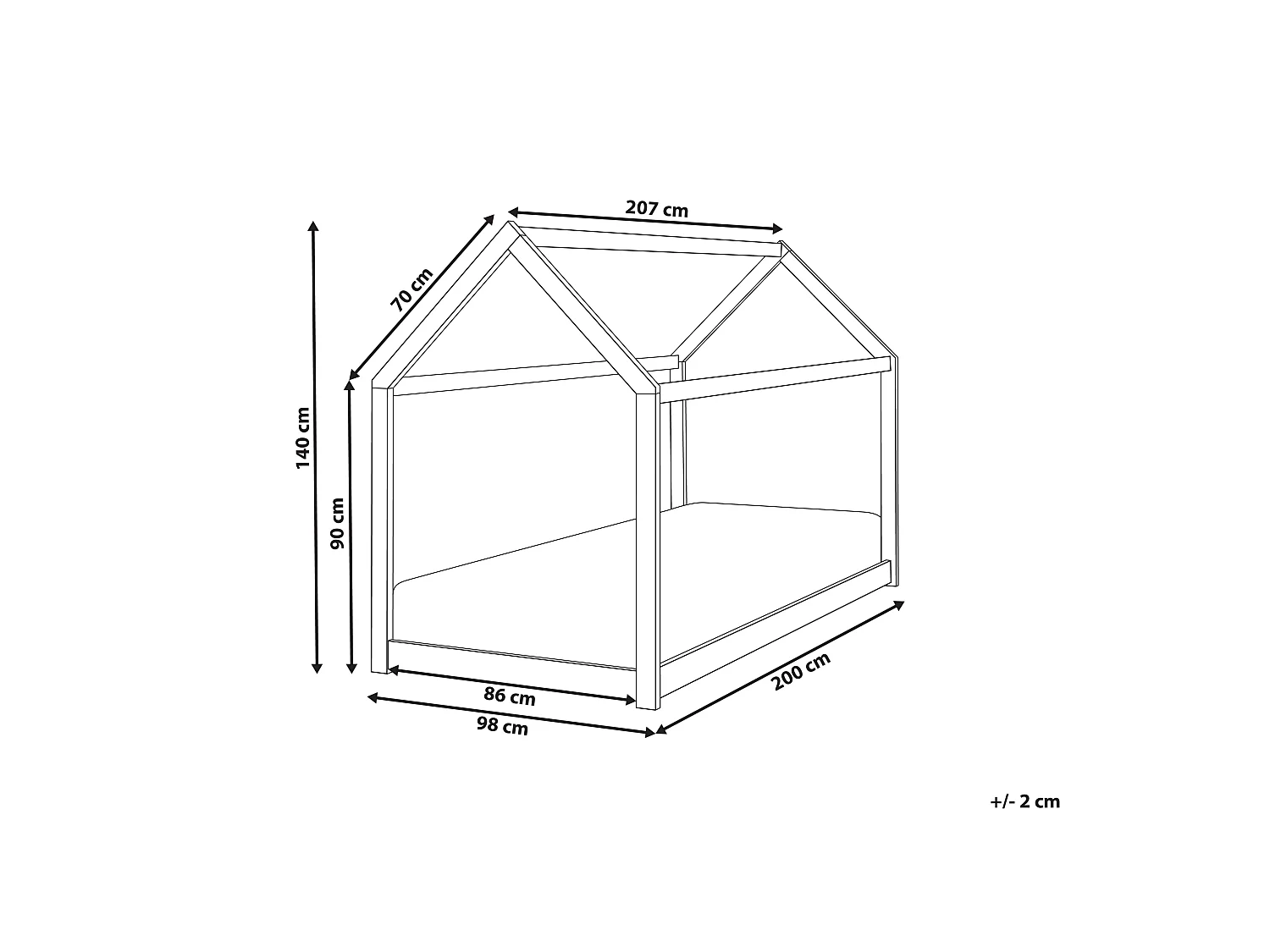 Letto per bambini legno grigio 90 x 200 cm TOSSE