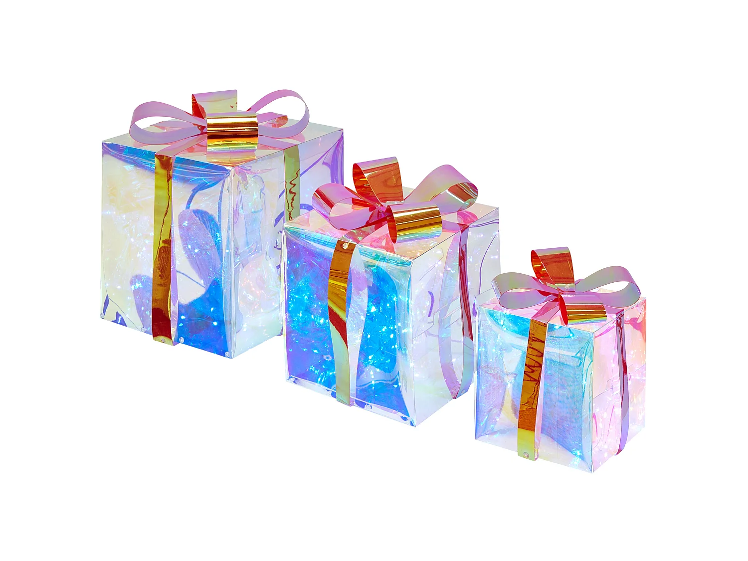 Lot de 3 décorations à LED cadeaux de Noël multicolores 25 cm CAPELLA