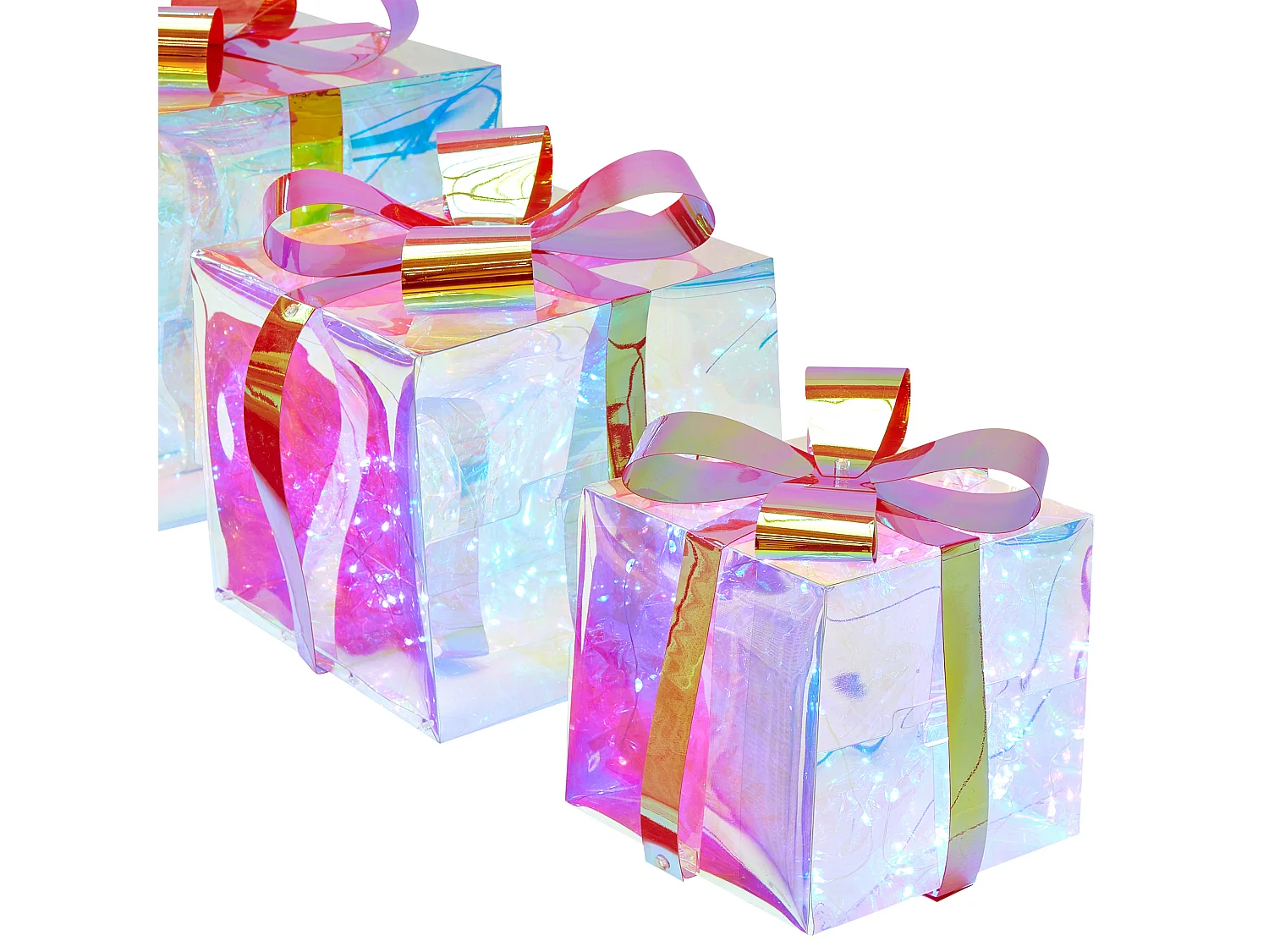 Lot de 3 décorations à LED cadeaux de Noël multicolores 25 cm CAPELLA