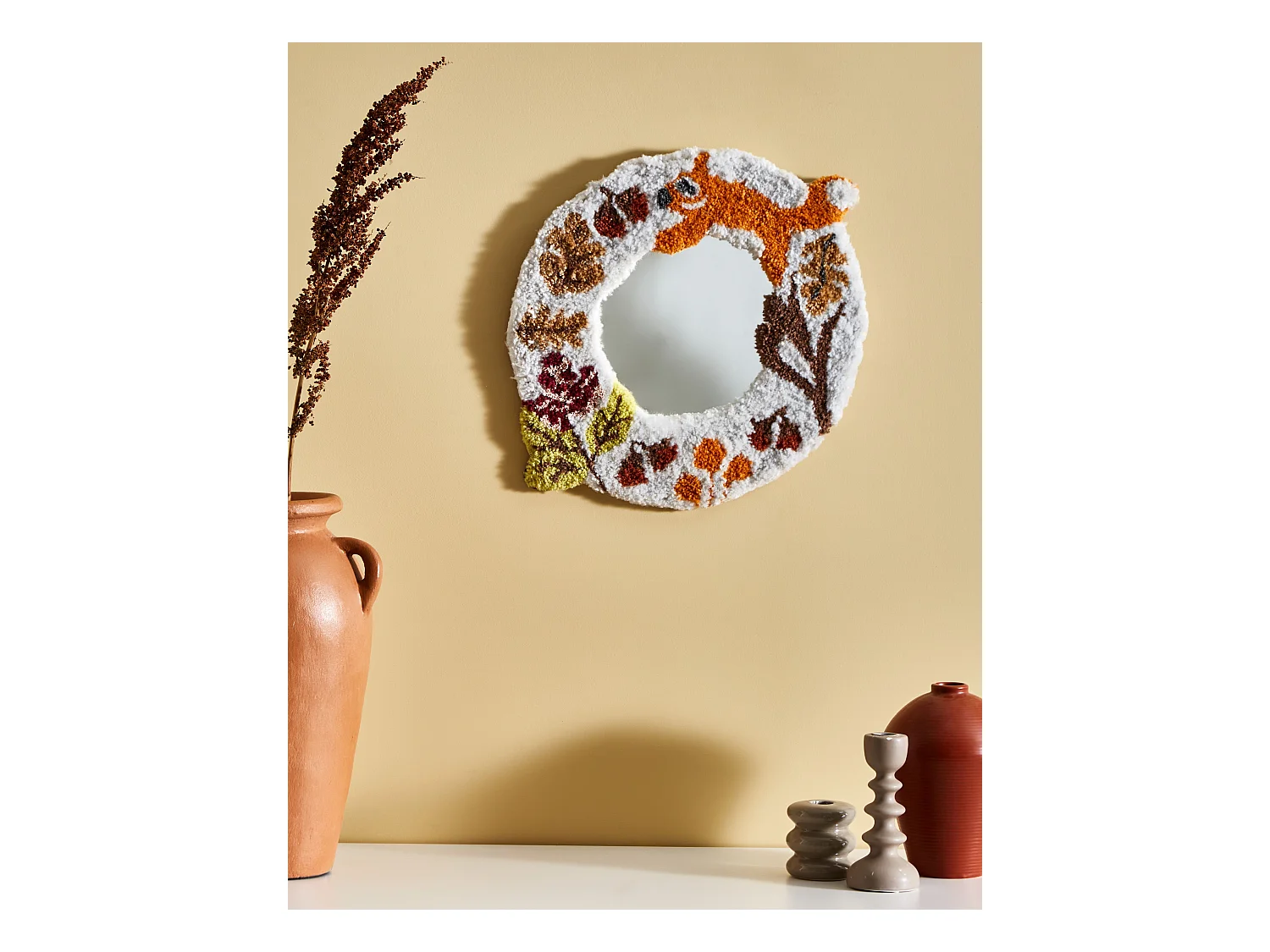 Wandspiegel BORITI 51 cm 40 cm Katoen Wit