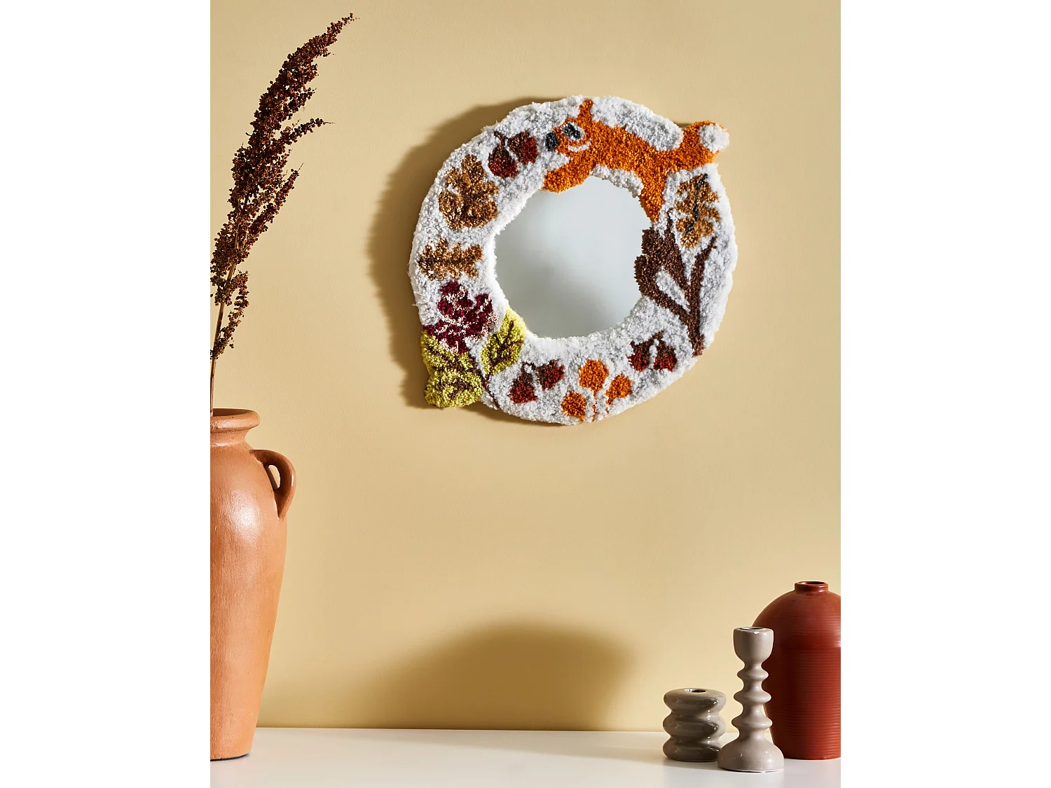 Miroir BORITI 51 cm 40 cm Coton Blanc