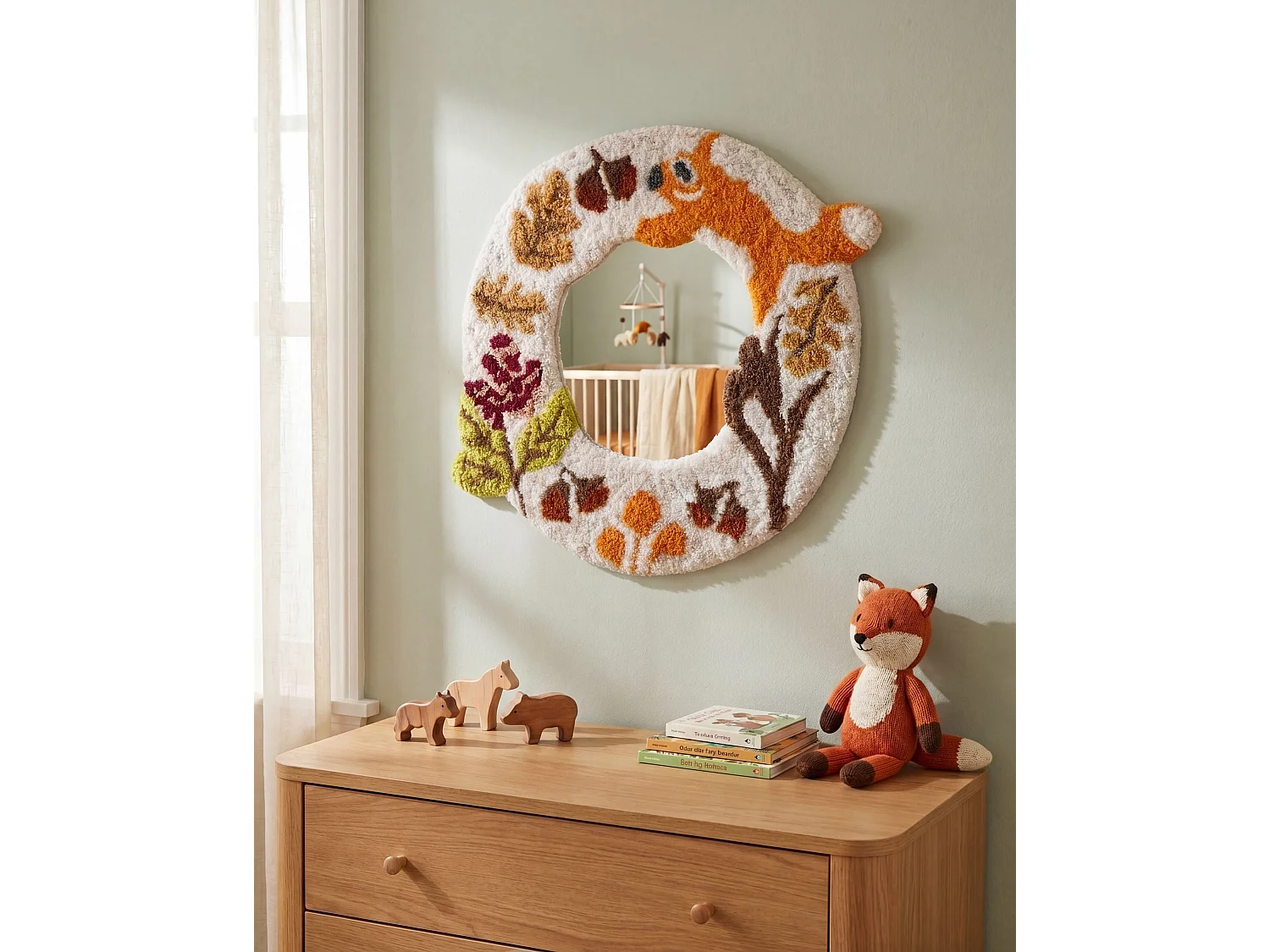 Wandspiegel BORITI 51 cm 40 cm Katoen Wit